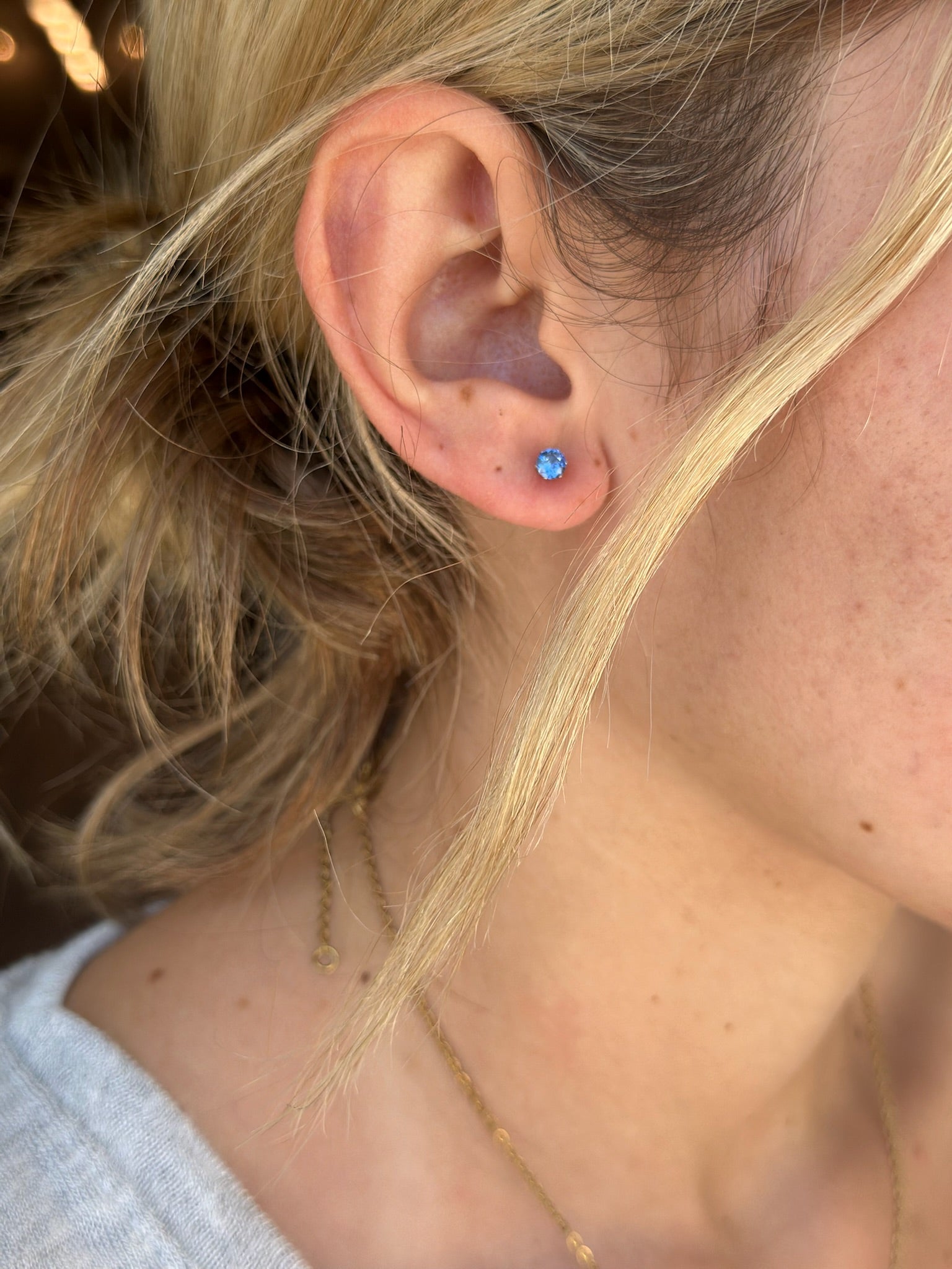 ocean blue silver studs