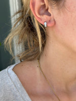 Lustre Hinge Huggies in Silver