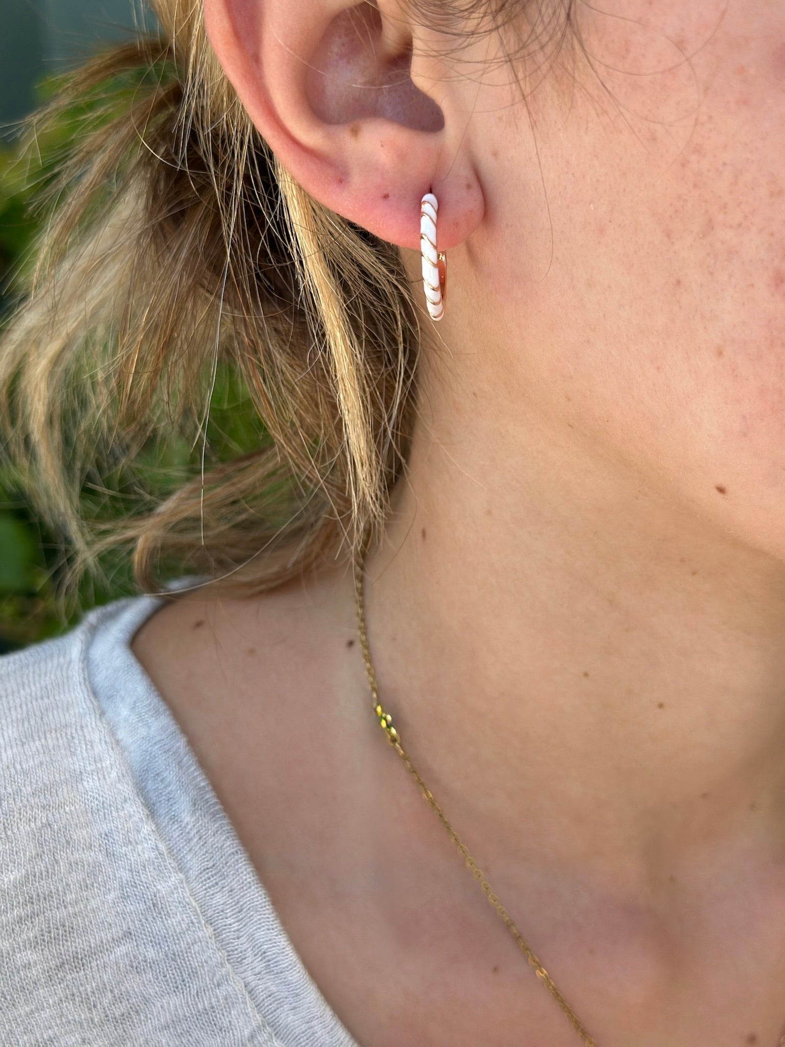 white and gold hoops
