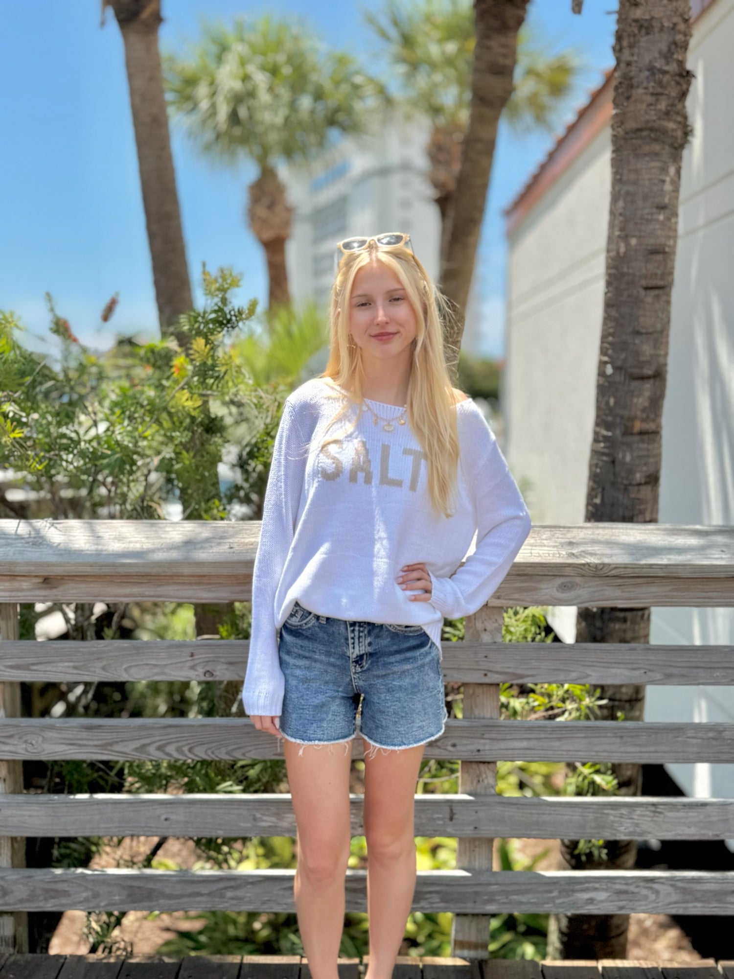 Salty Sweater in White 