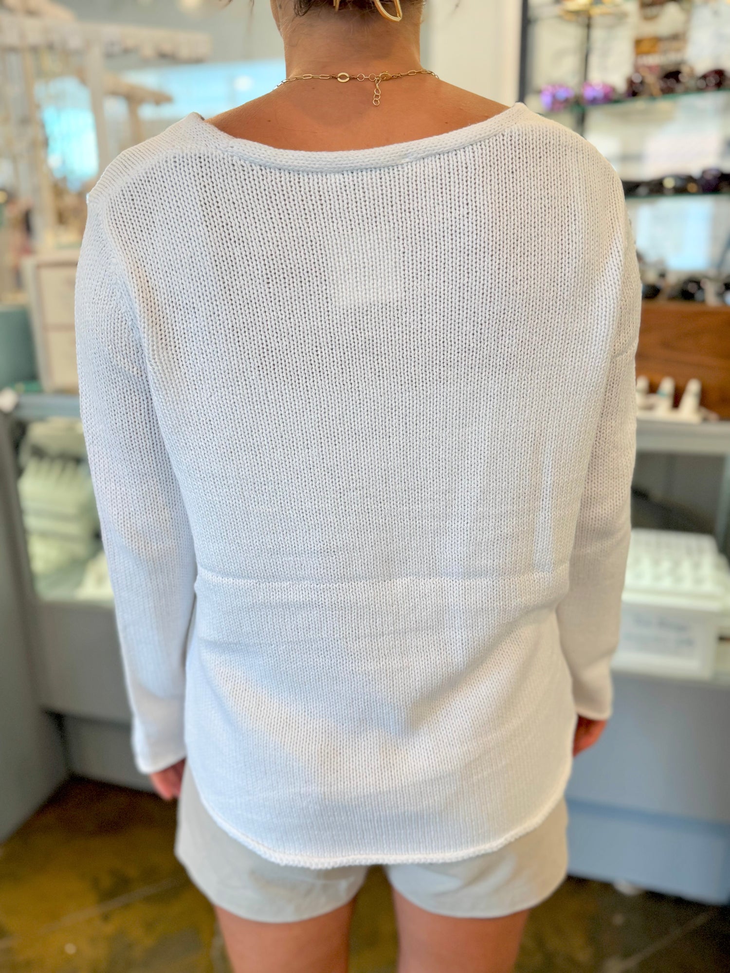 Back of Beach Sweater in White 