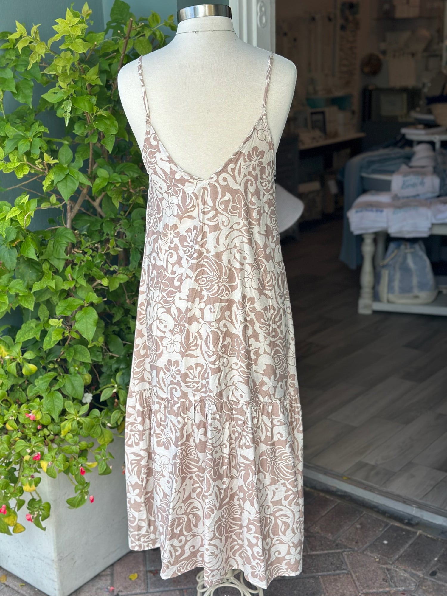 Taupe Dress Floral Back