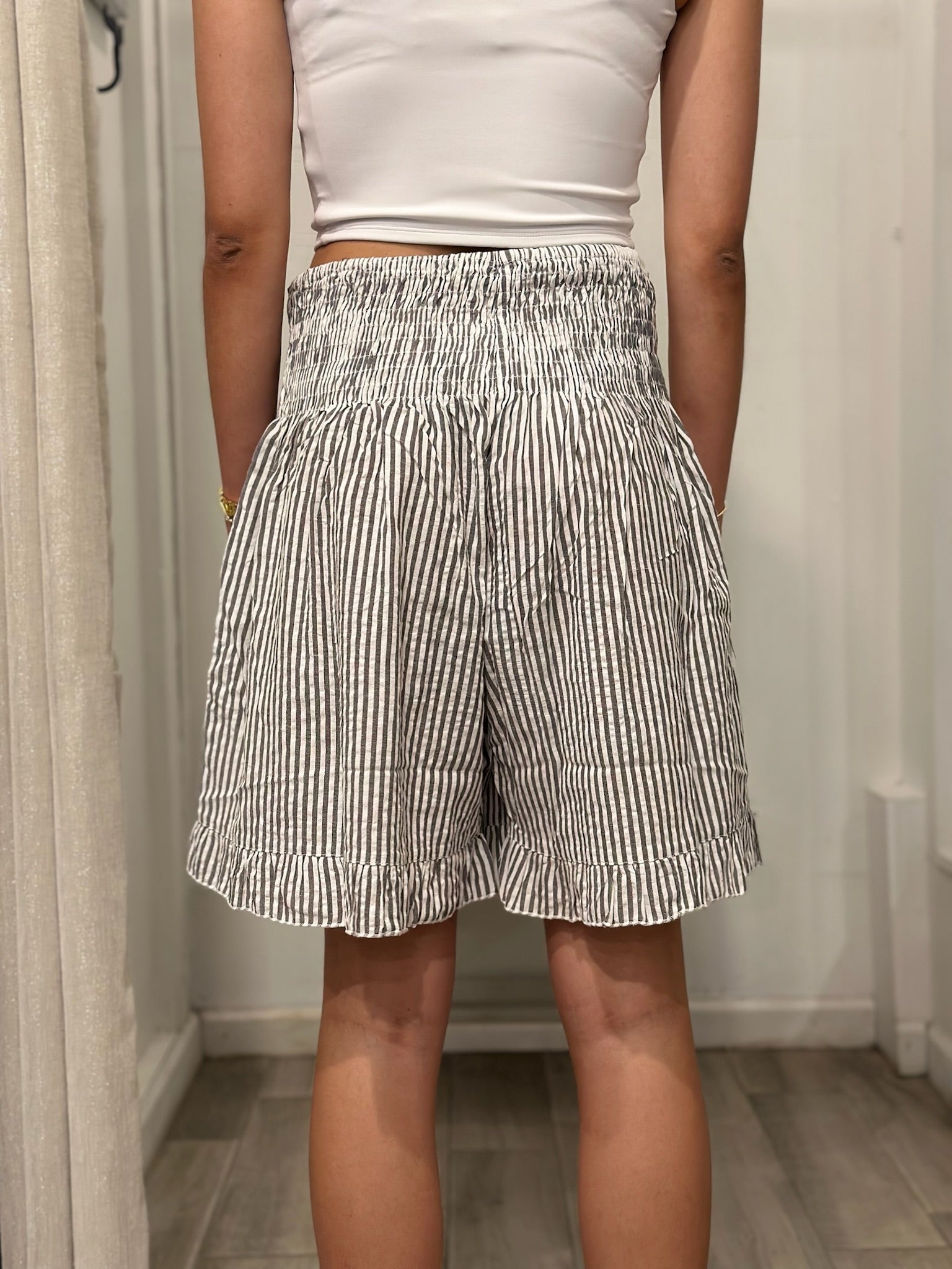 back view of one in shorts
