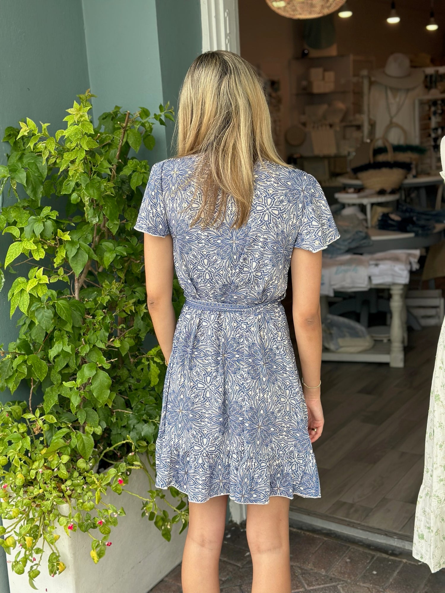 Blue Wrap Dress Back
