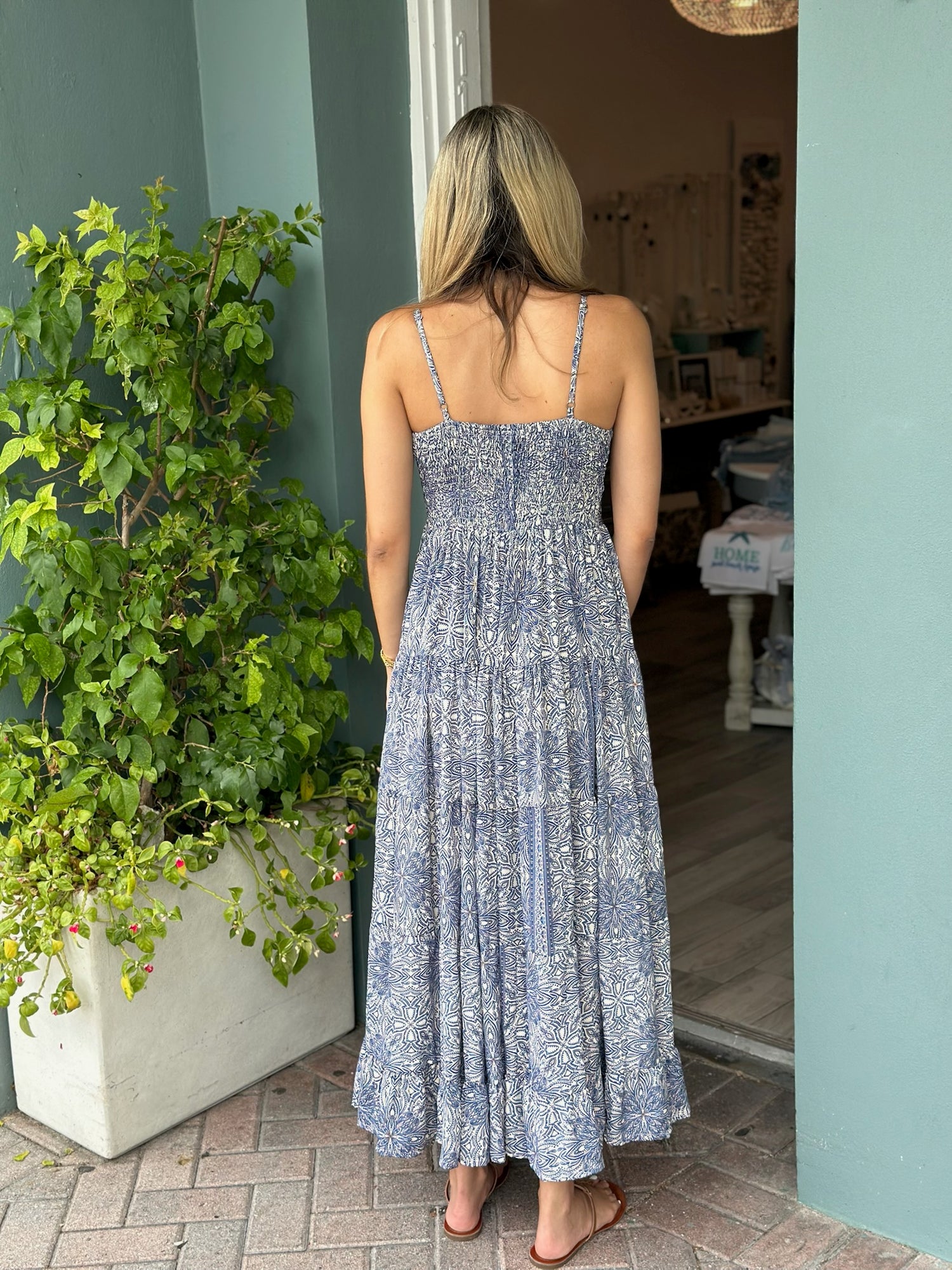 Long Blue Dress Back