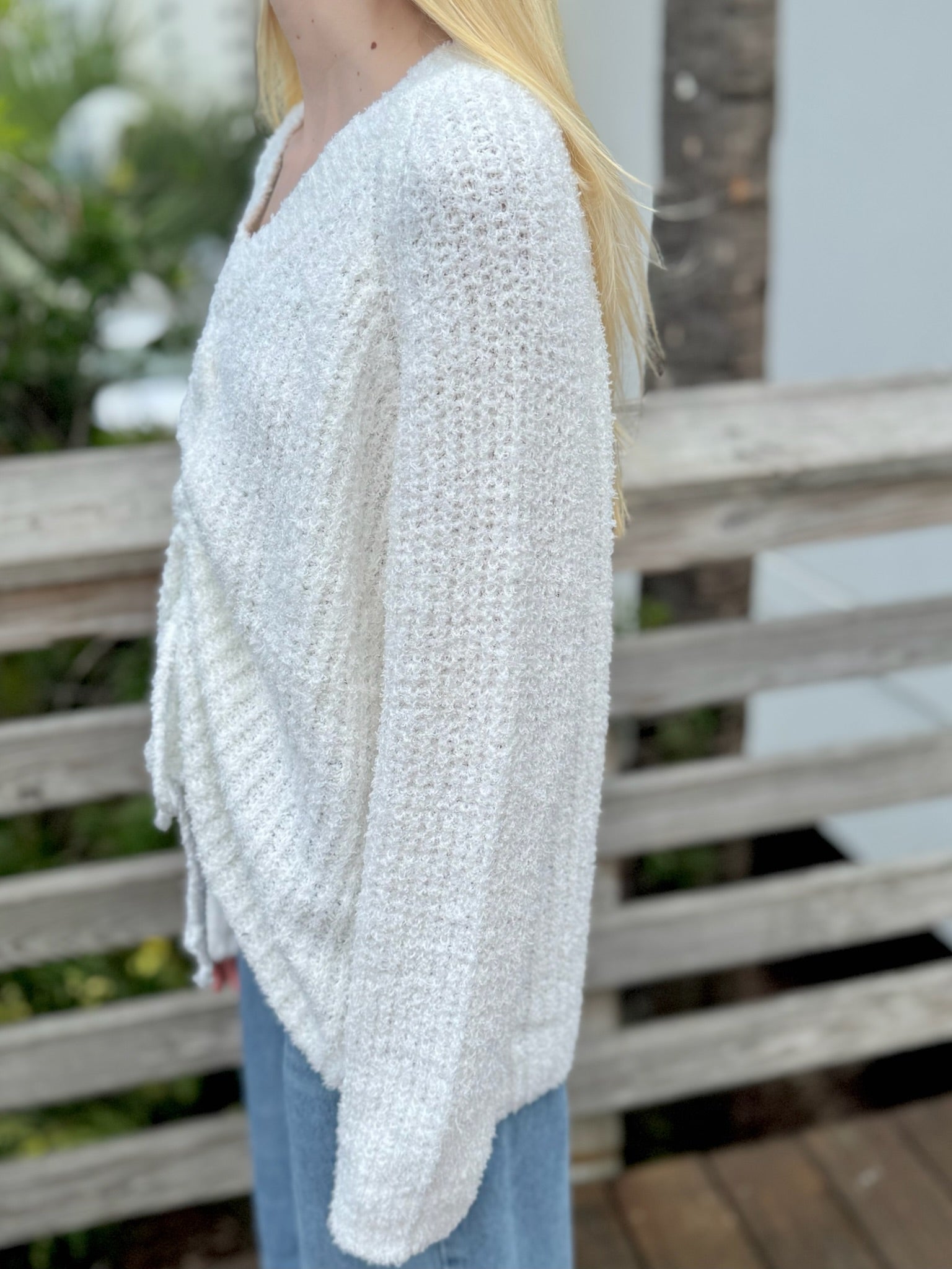 Side of Ella Reversible V neck Sweater 