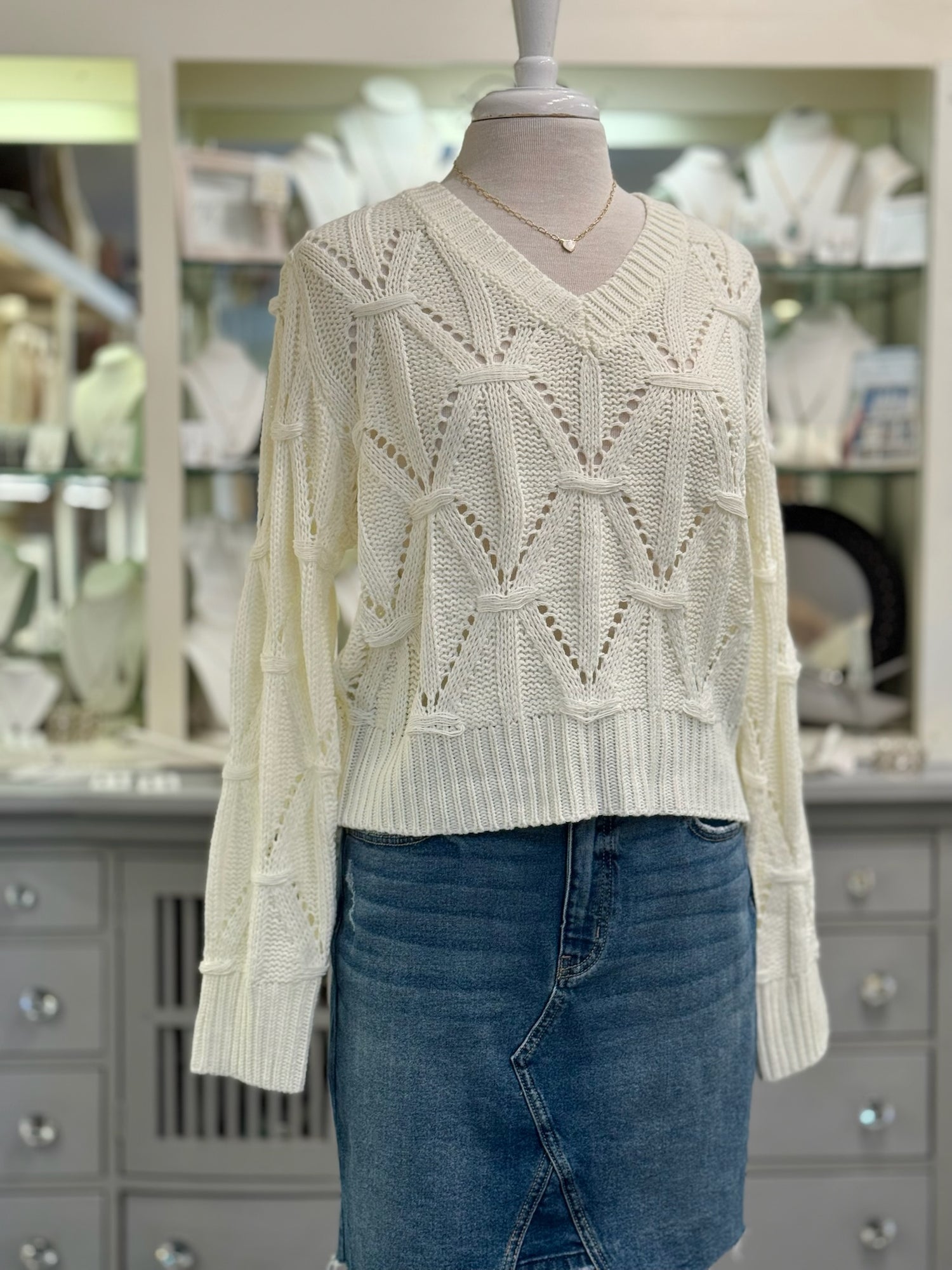 Nancy Knit Sweater in Cream