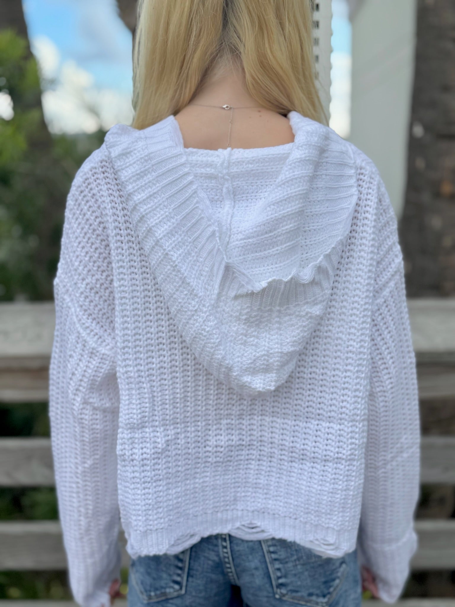 Kennedy hoodie in white back view