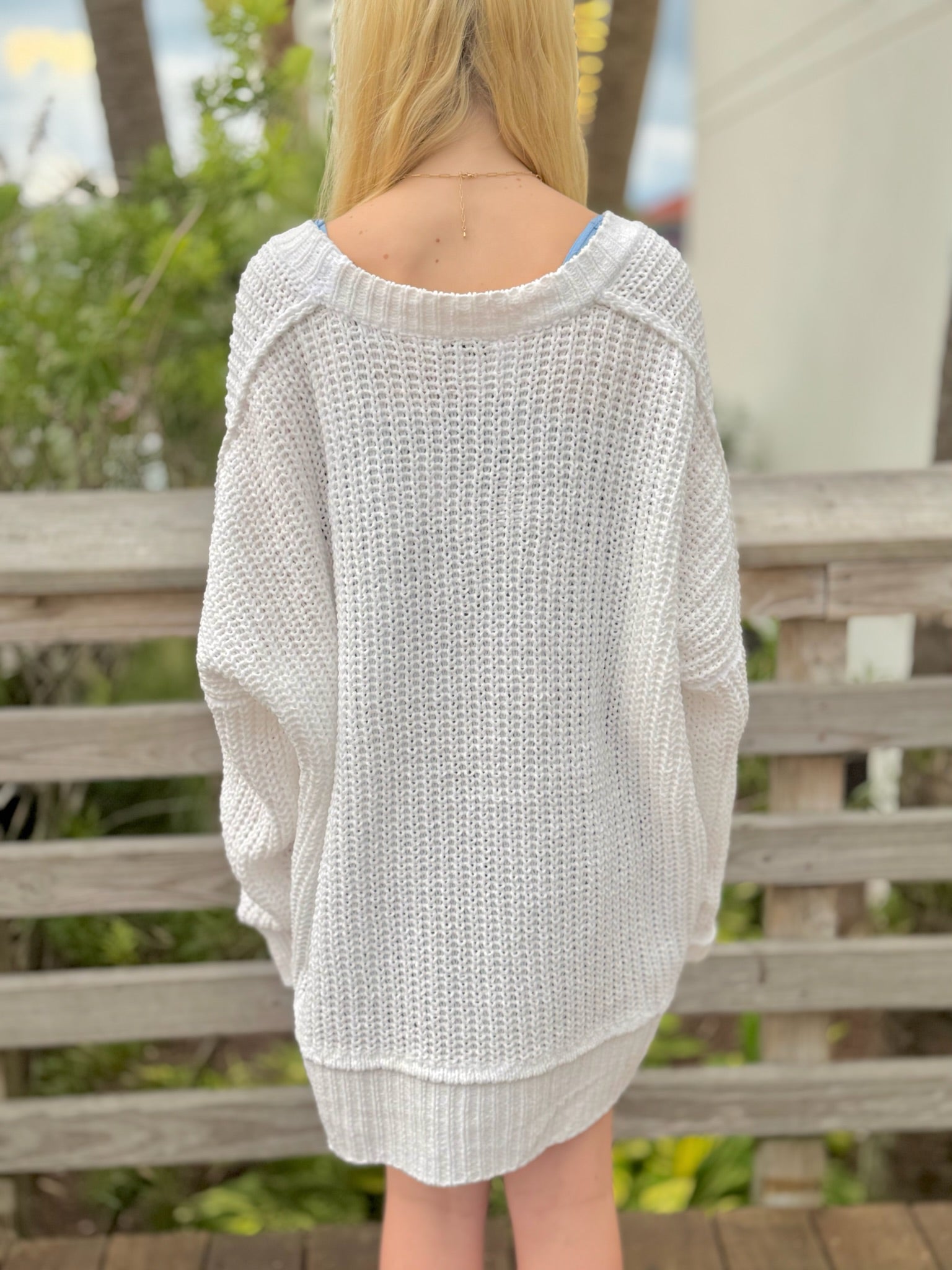 Back of Blair Cardigan in White