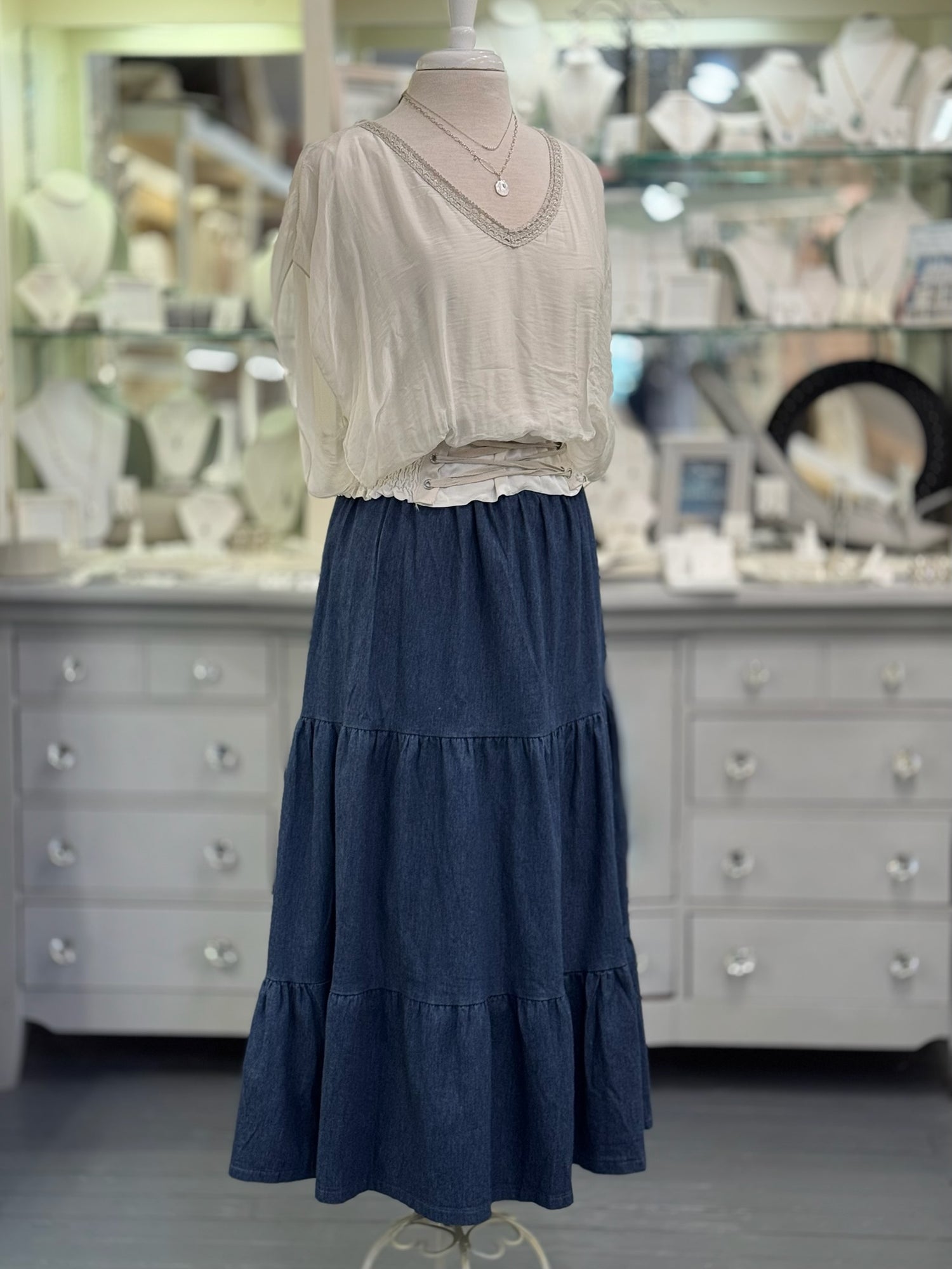 Della Denim Maxi Skirt