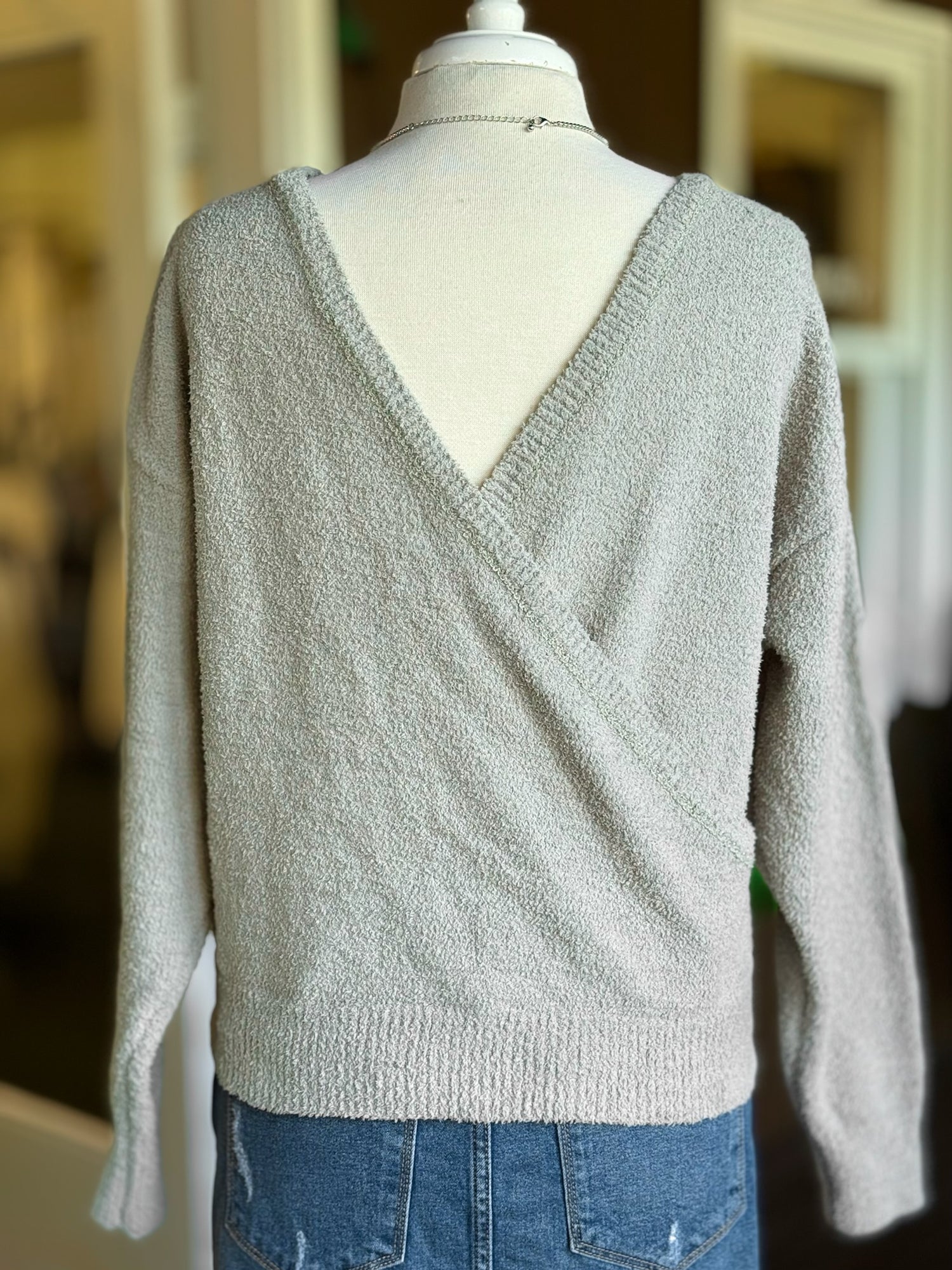 Grace Crisscross Sweater in Sage