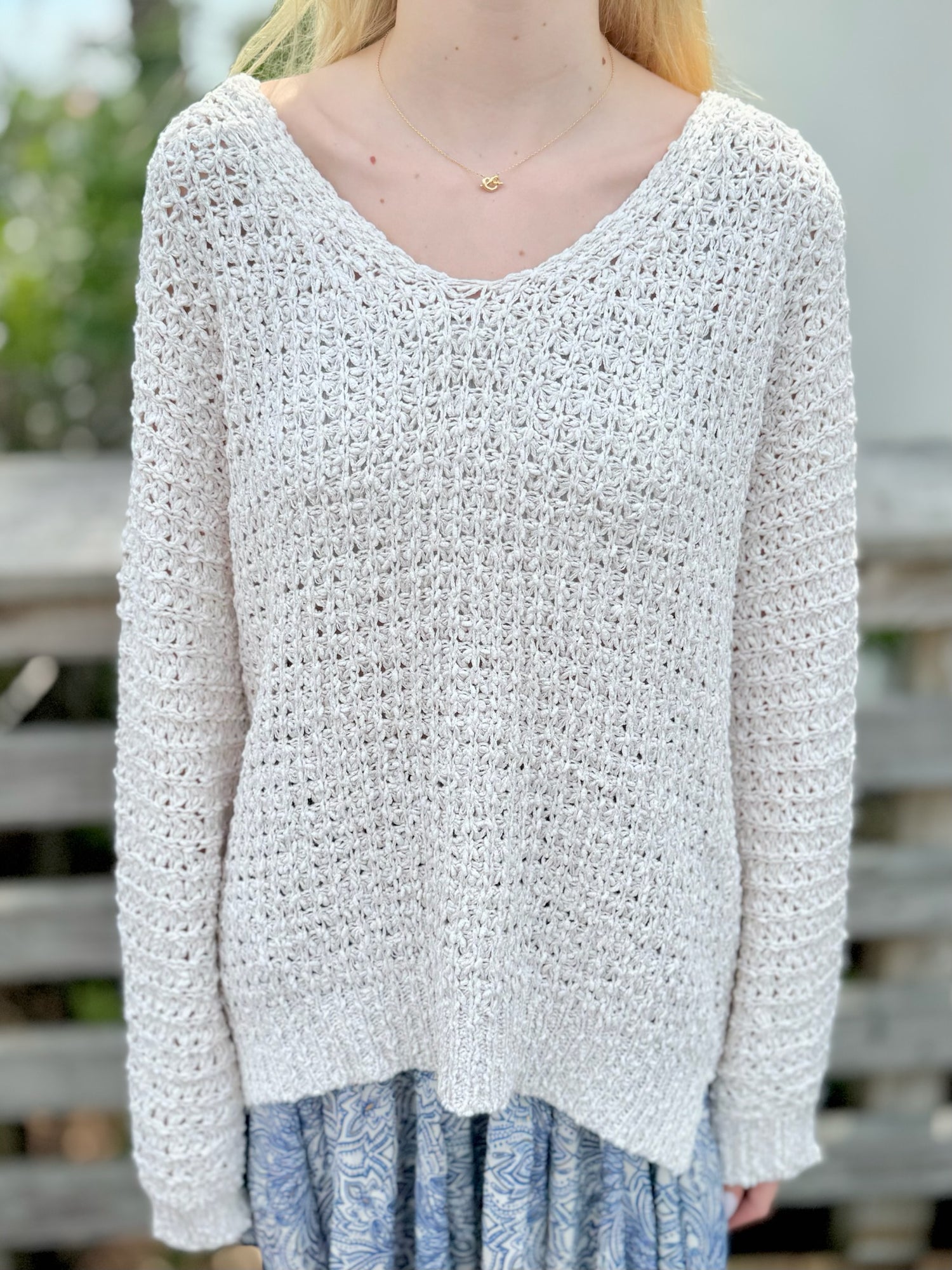 Rosie Sweater in ivory front view