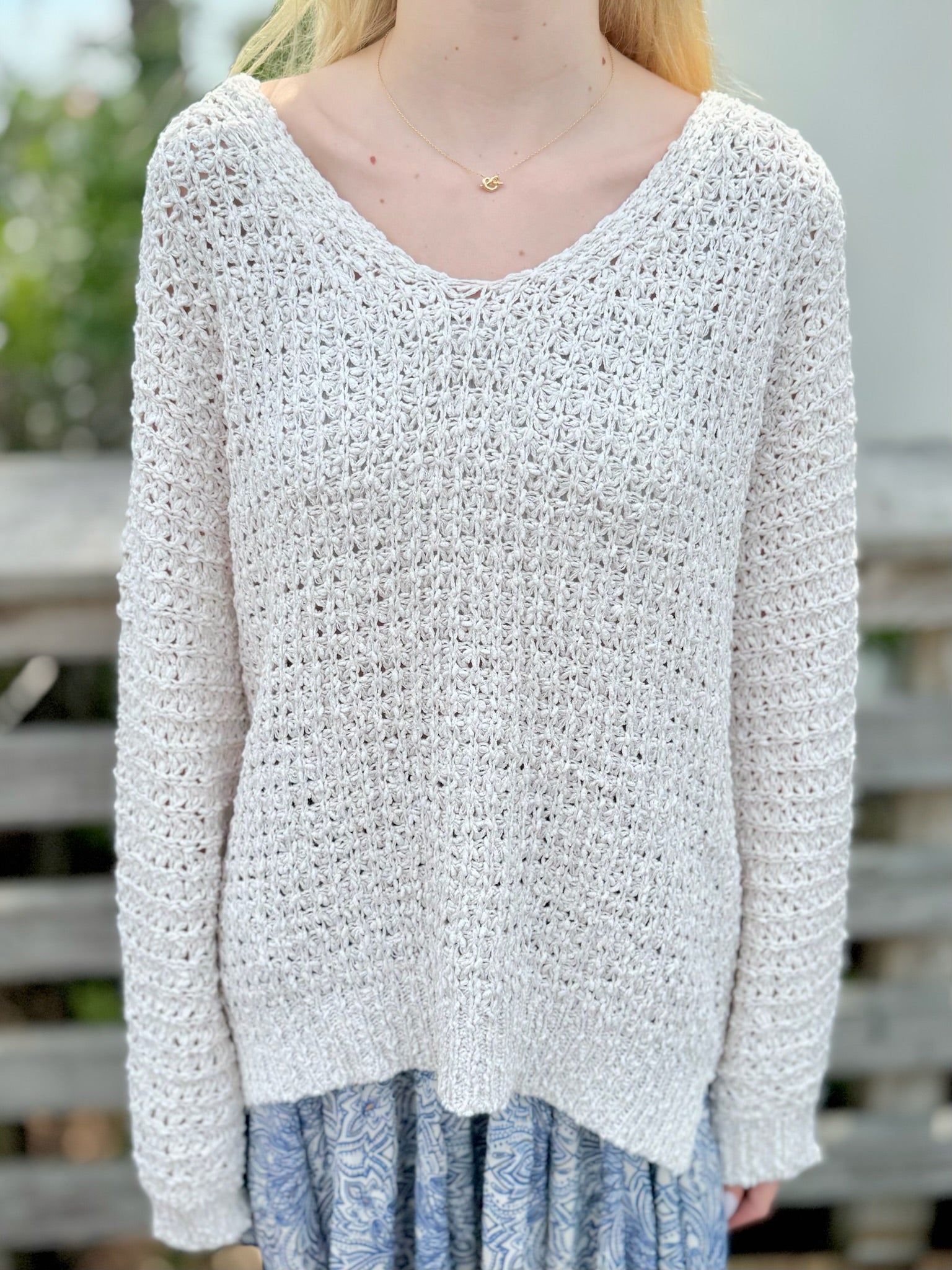 Rosie Sweater in ivory front view