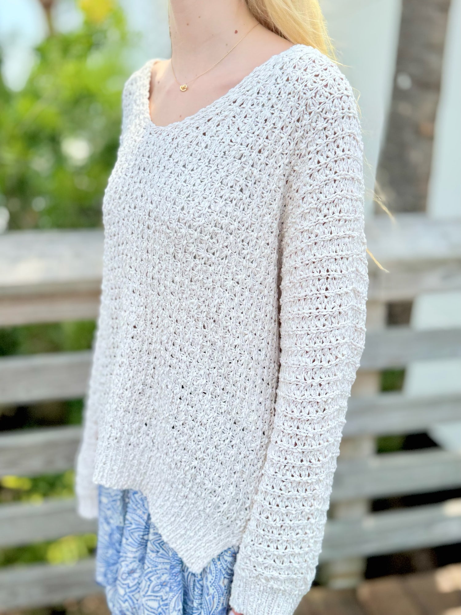 Rosie Sweater in ivory side view