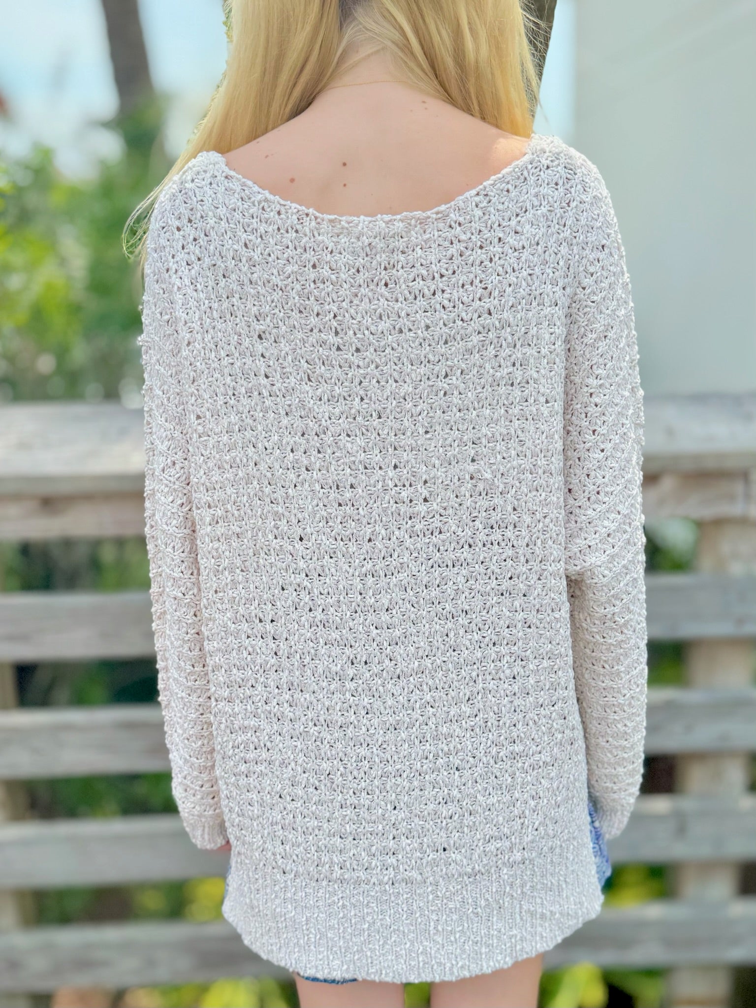 Rosie Sweater in ivory back view