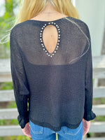 Black knit sweater back view