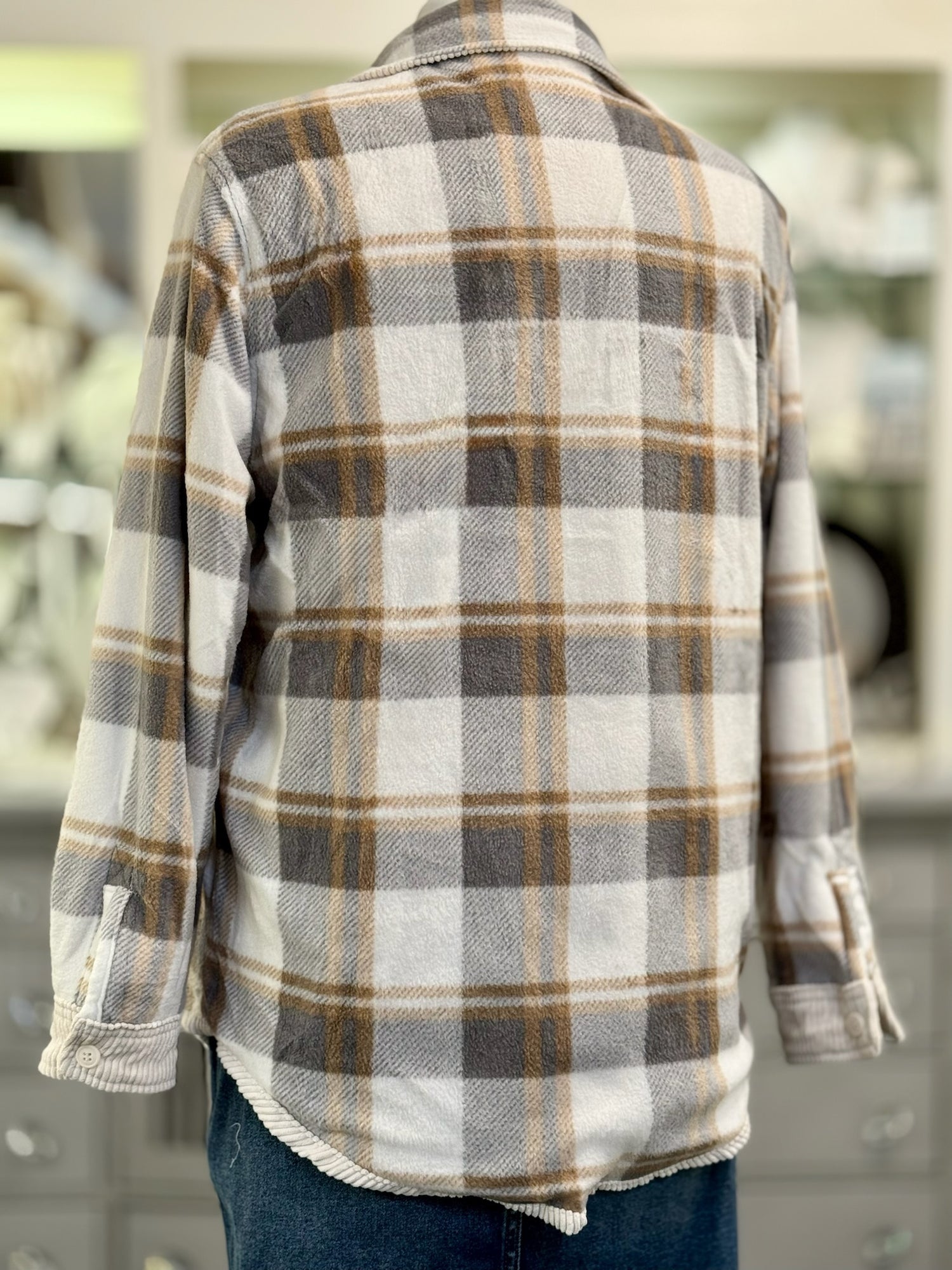 Plaid shirt with a blurred background