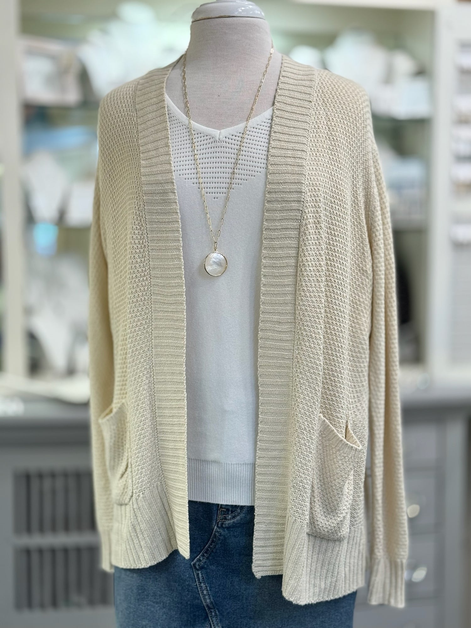 Brenda Light Knit Cardigan - Oatmeal
