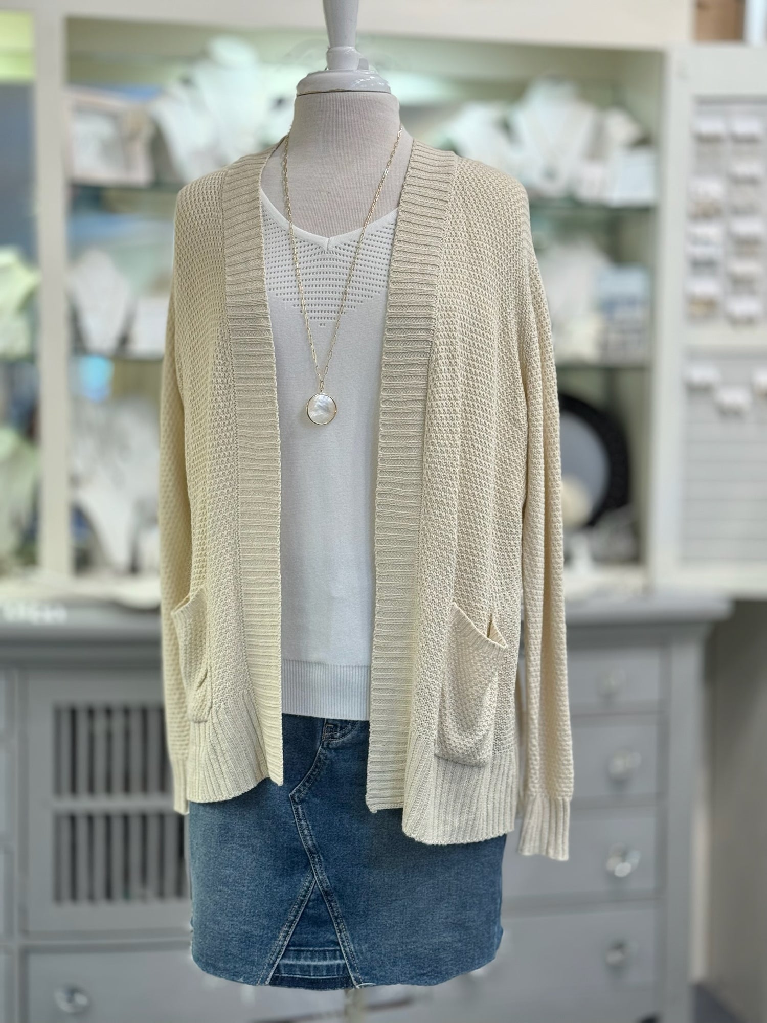Brenda Light Knit Cardigan - Oatmeal