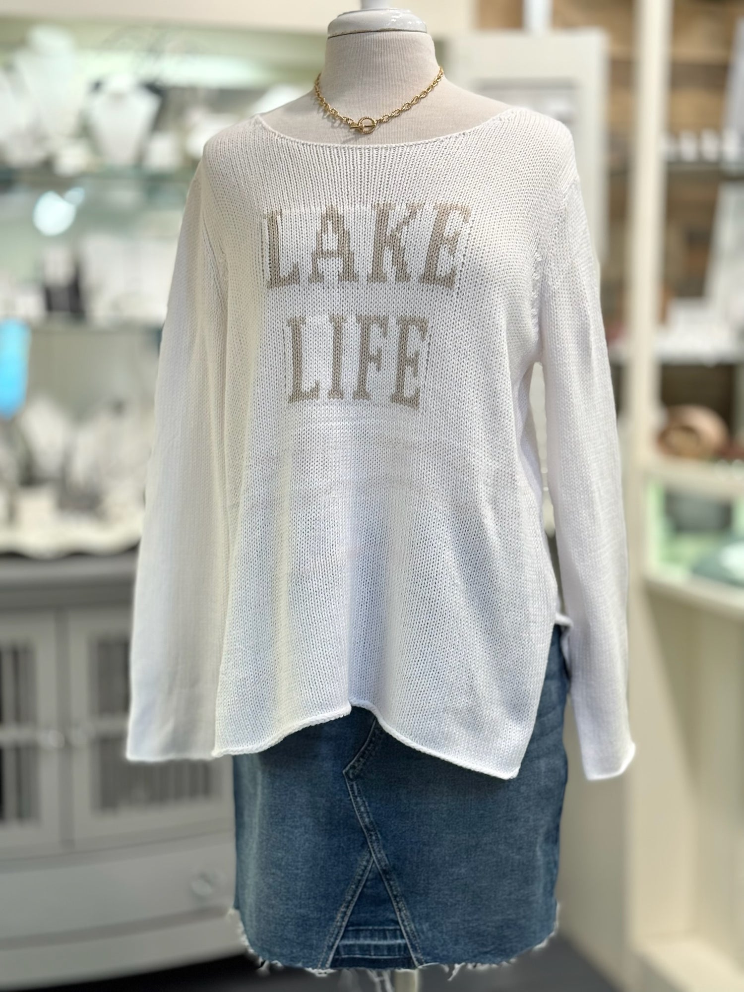 Lake Life Knit Sweater in Ivory
