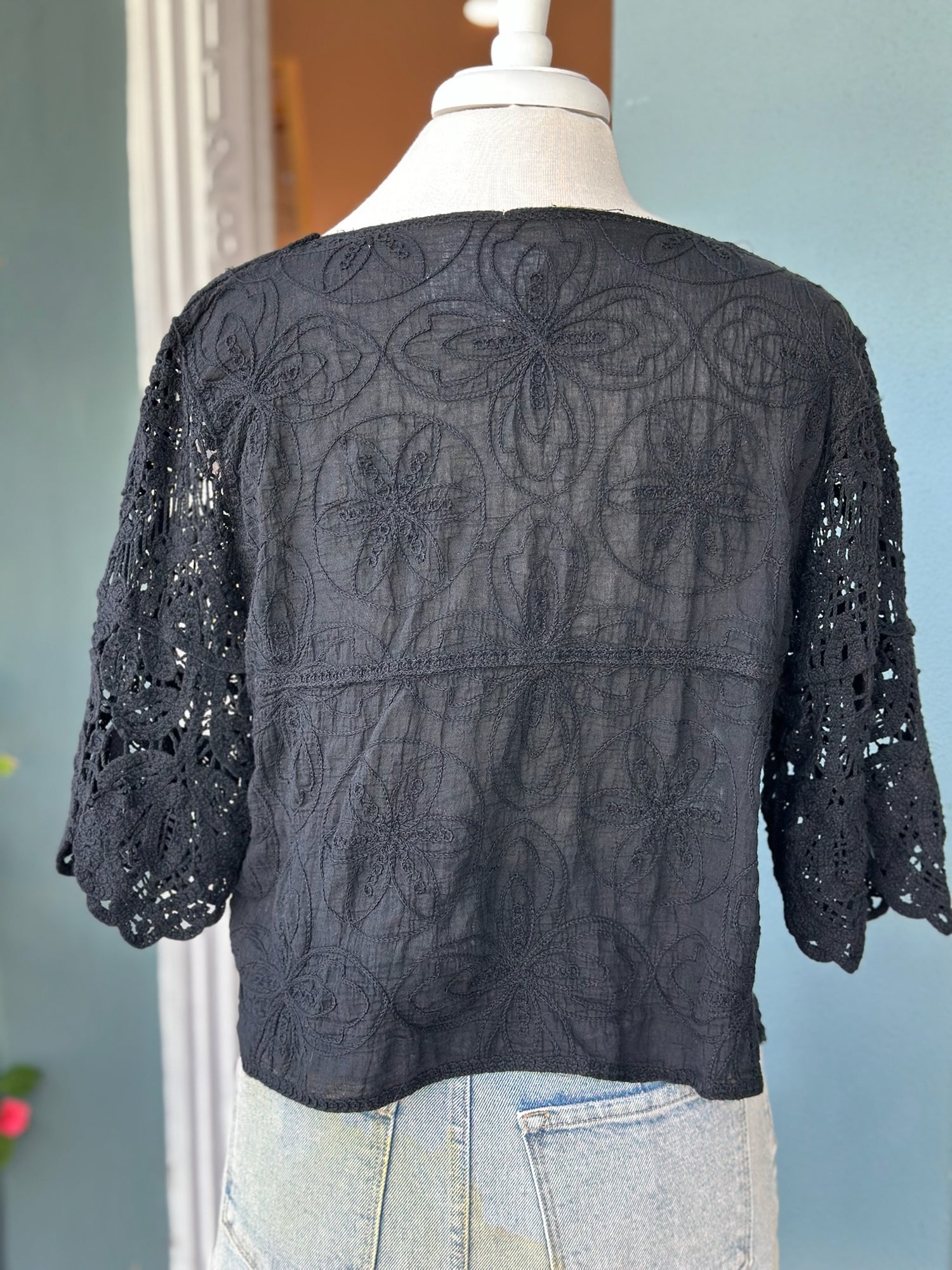 Juliette Lace Overlay Top in black