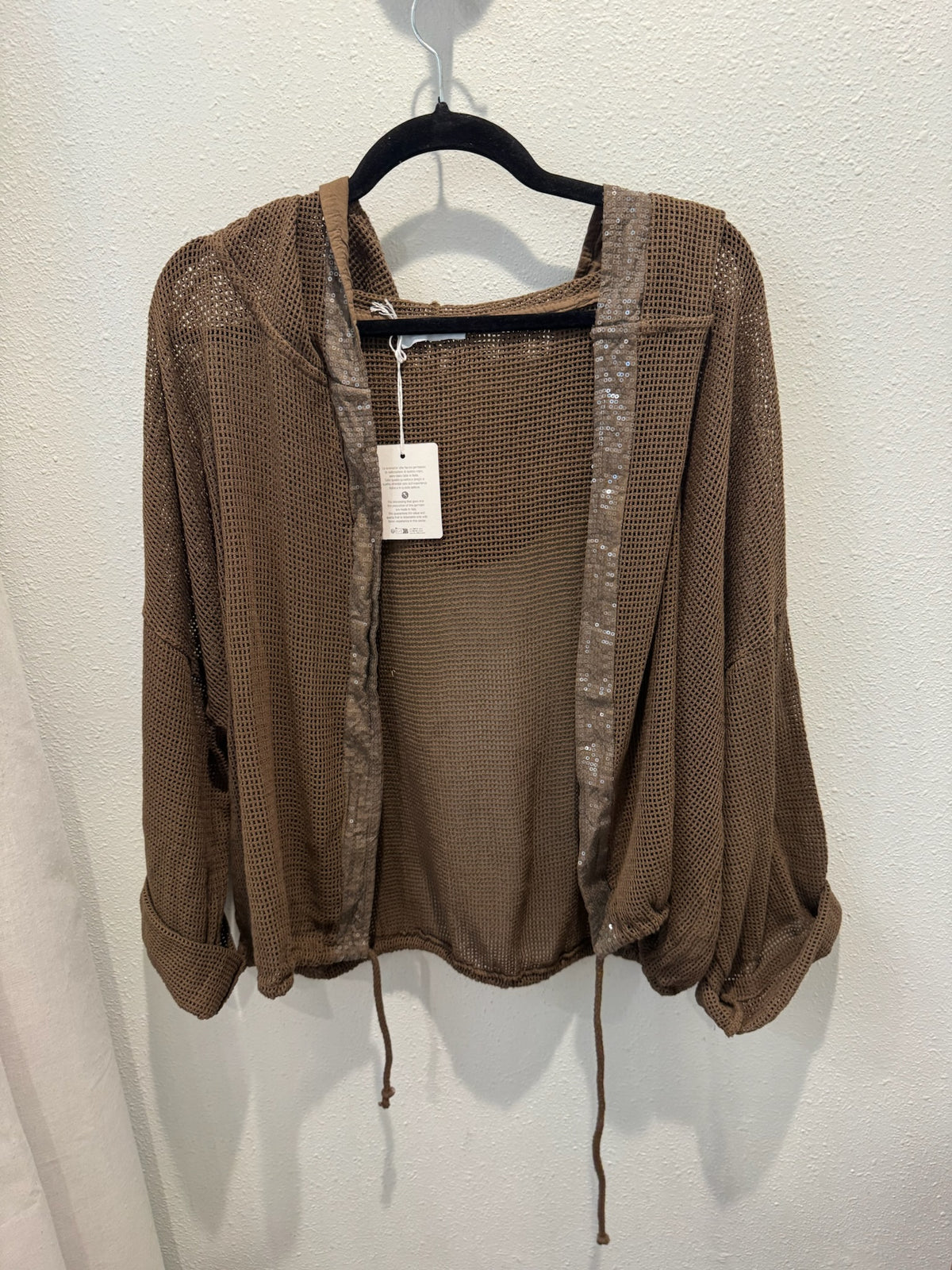 Gia Mesh Hooded Jacket in Beige Mocha