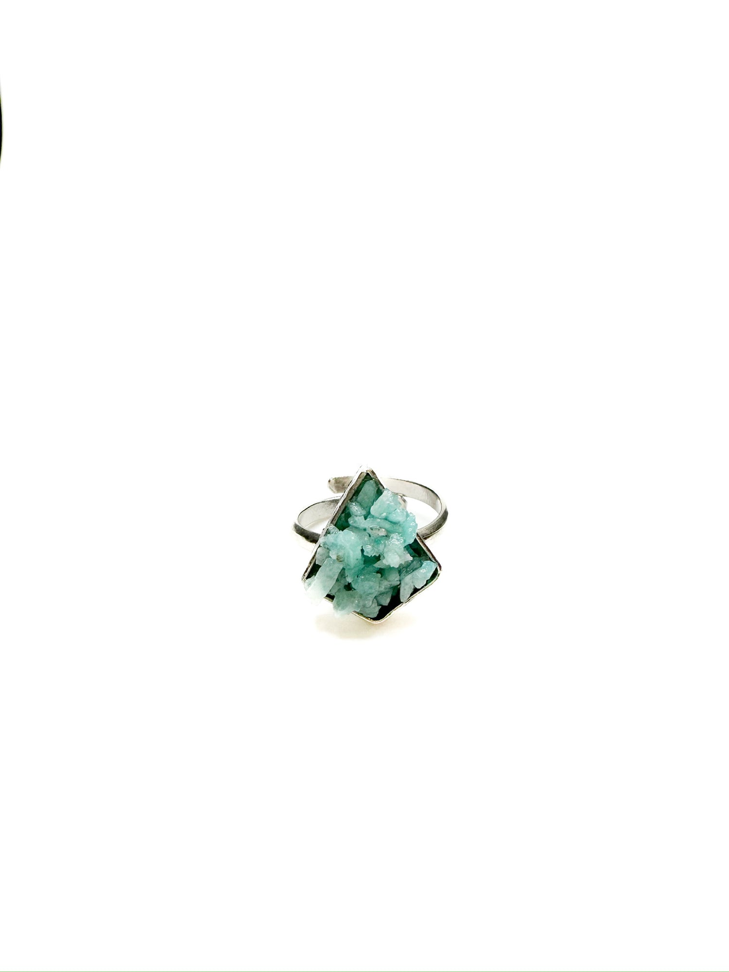 front view of turquoise amazonite ring