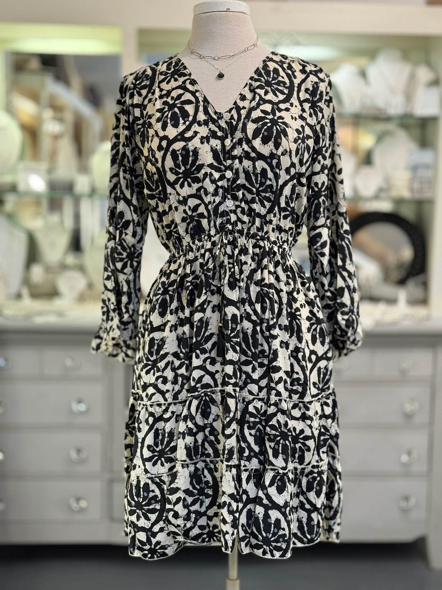 front view of long sleeve dress