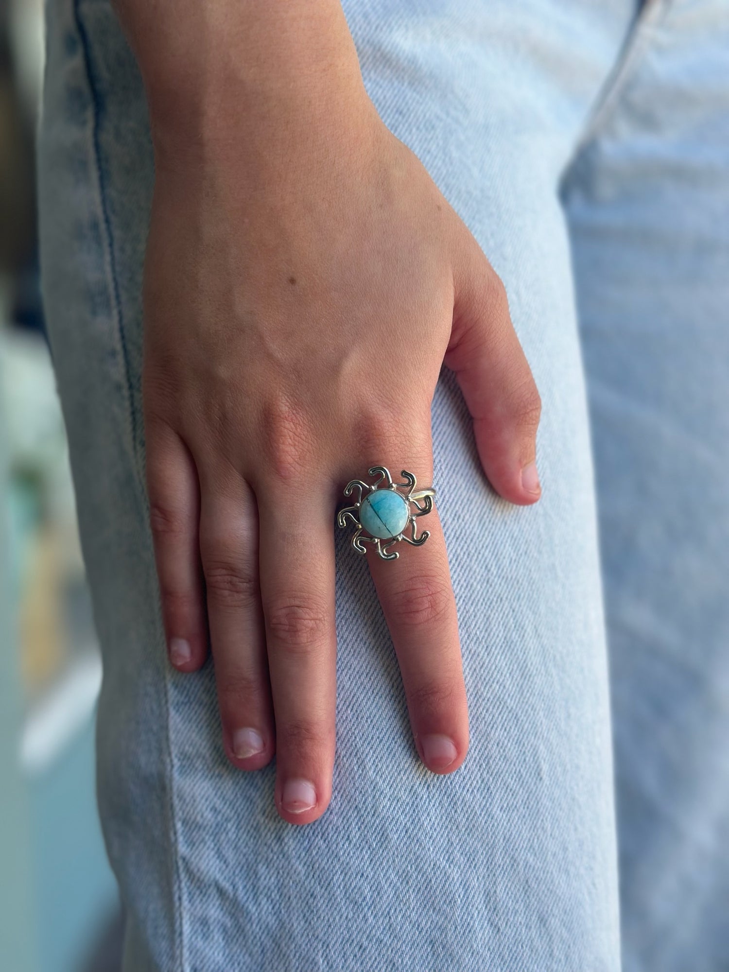 woman wearing adjustable ring 