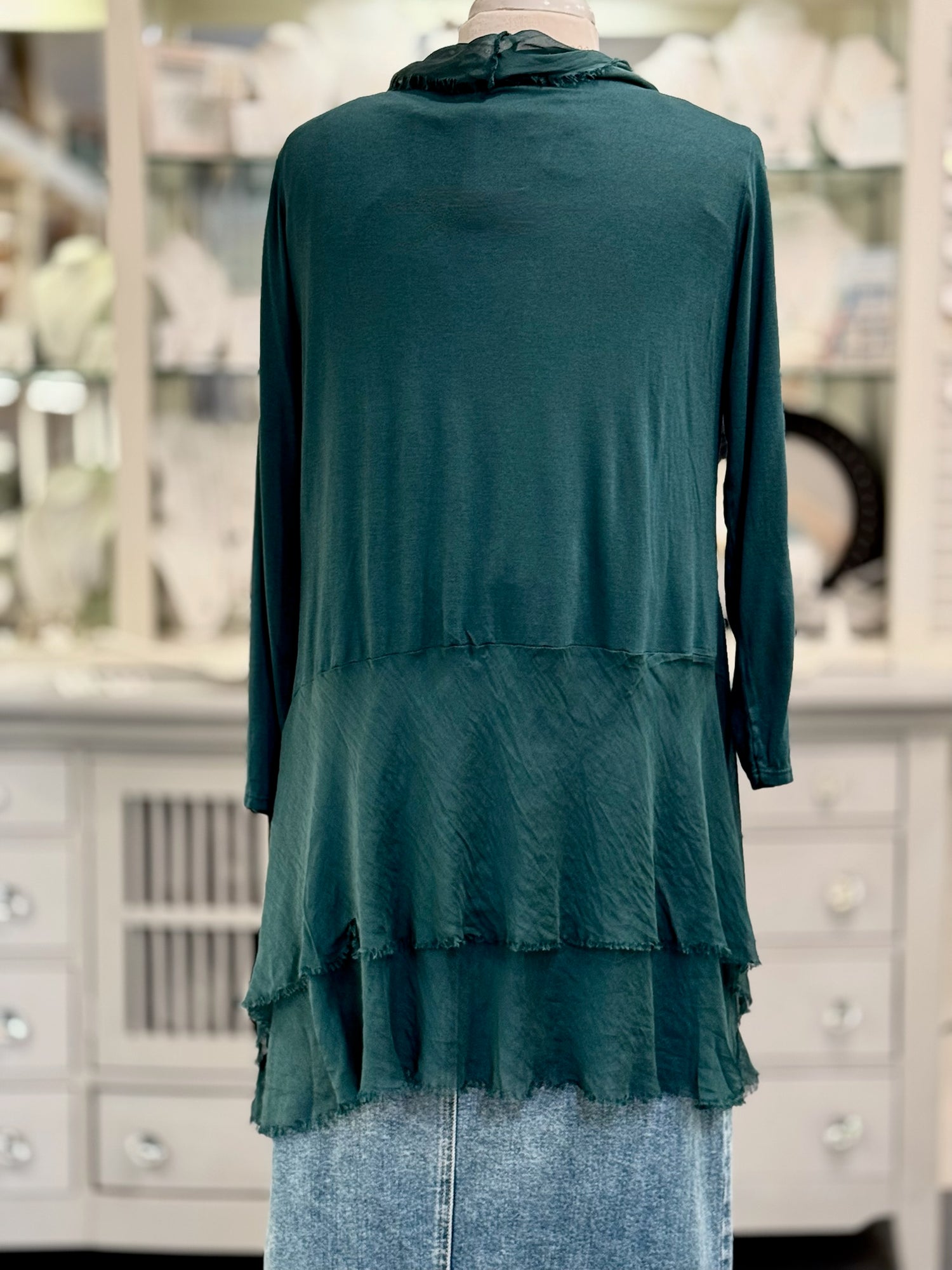 Clara Silk Cardigan in Peacock Green