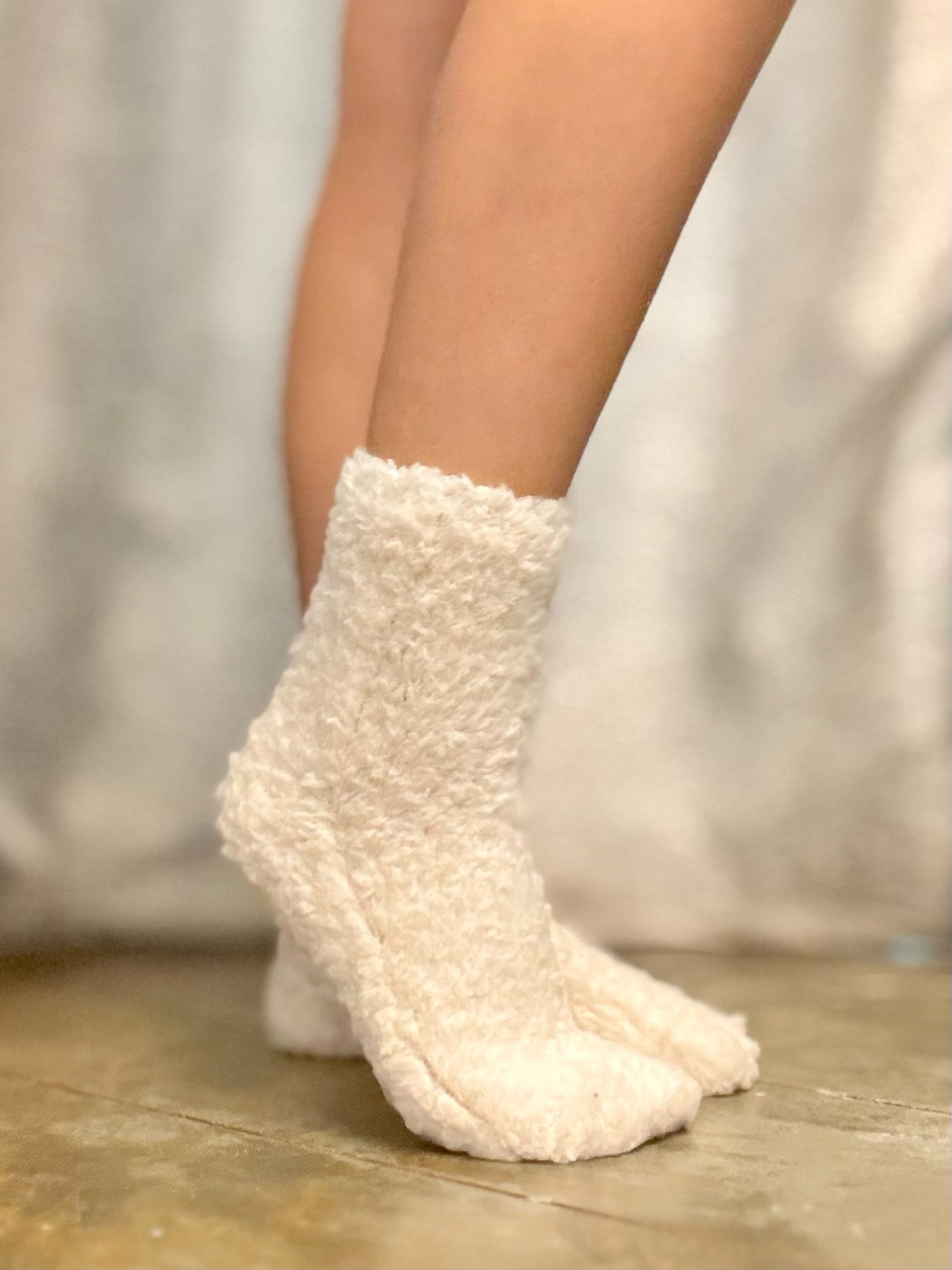 Plush Light Beige Cozy Socks