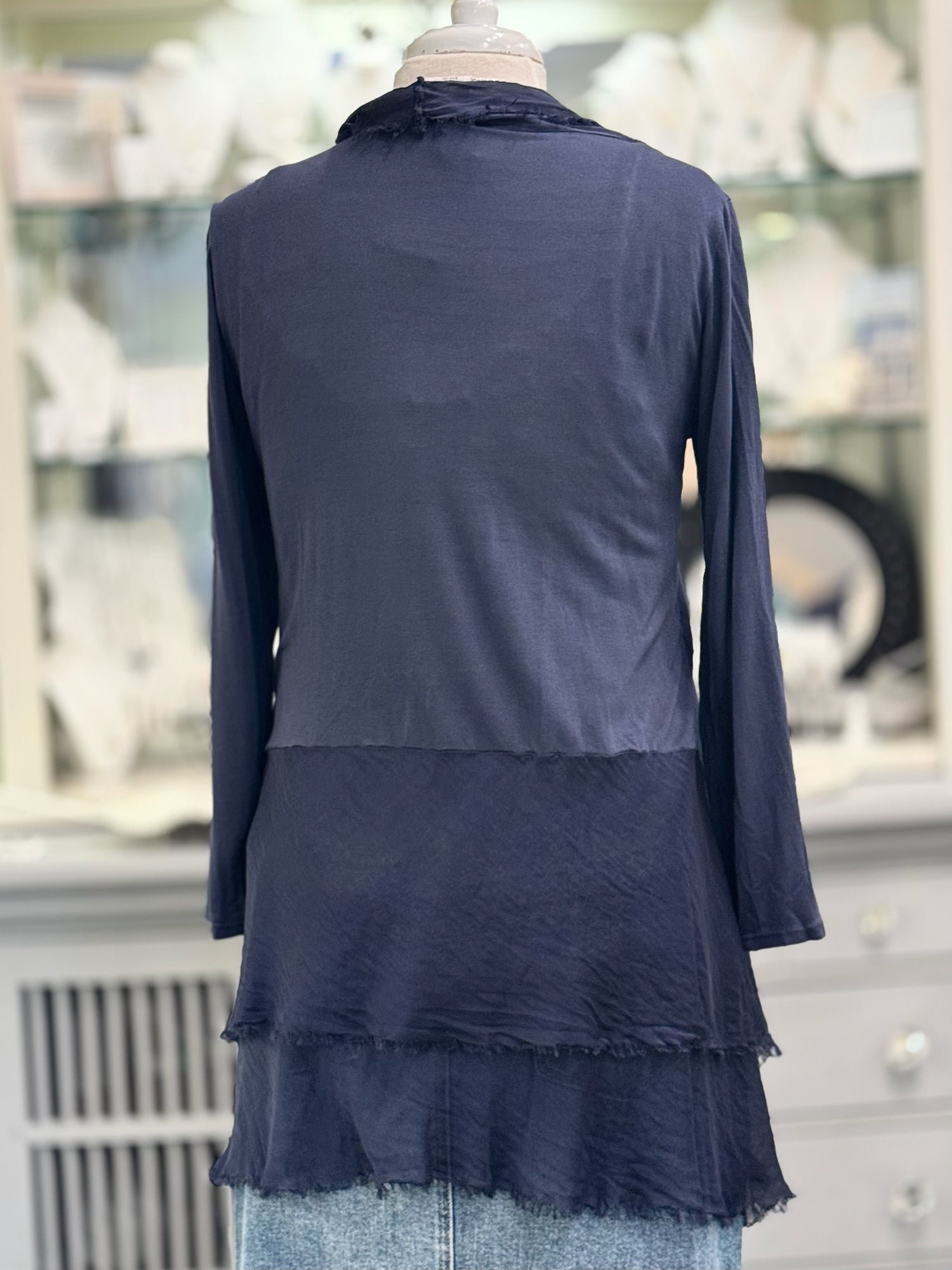 Clara Silk Cardigan in Navy