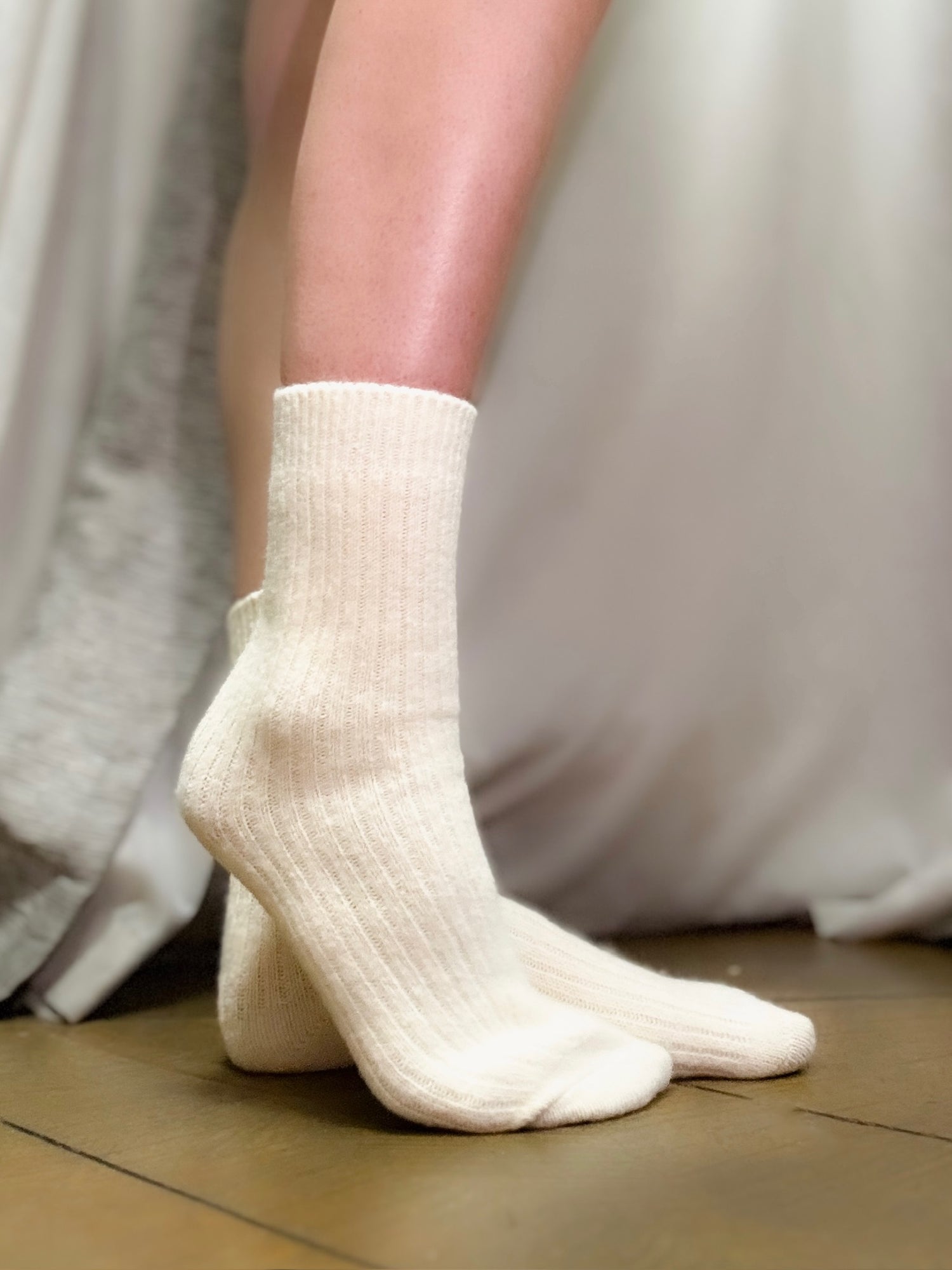Knit Cozy Ivory Socks