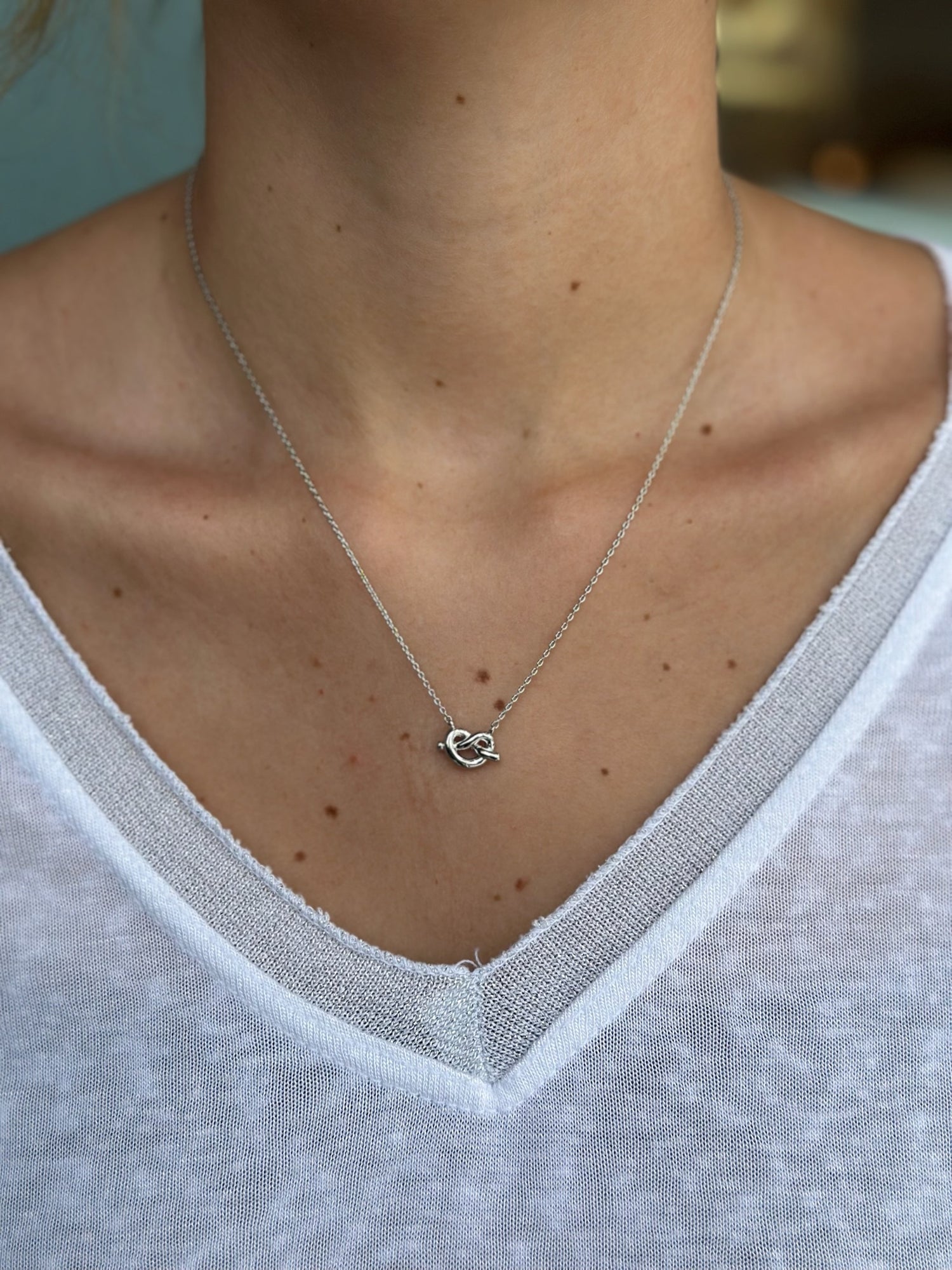 Cindy Love Knot Necklace  in silver