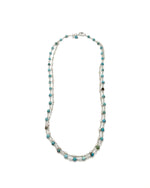 turquoise beaded necklace on a white background