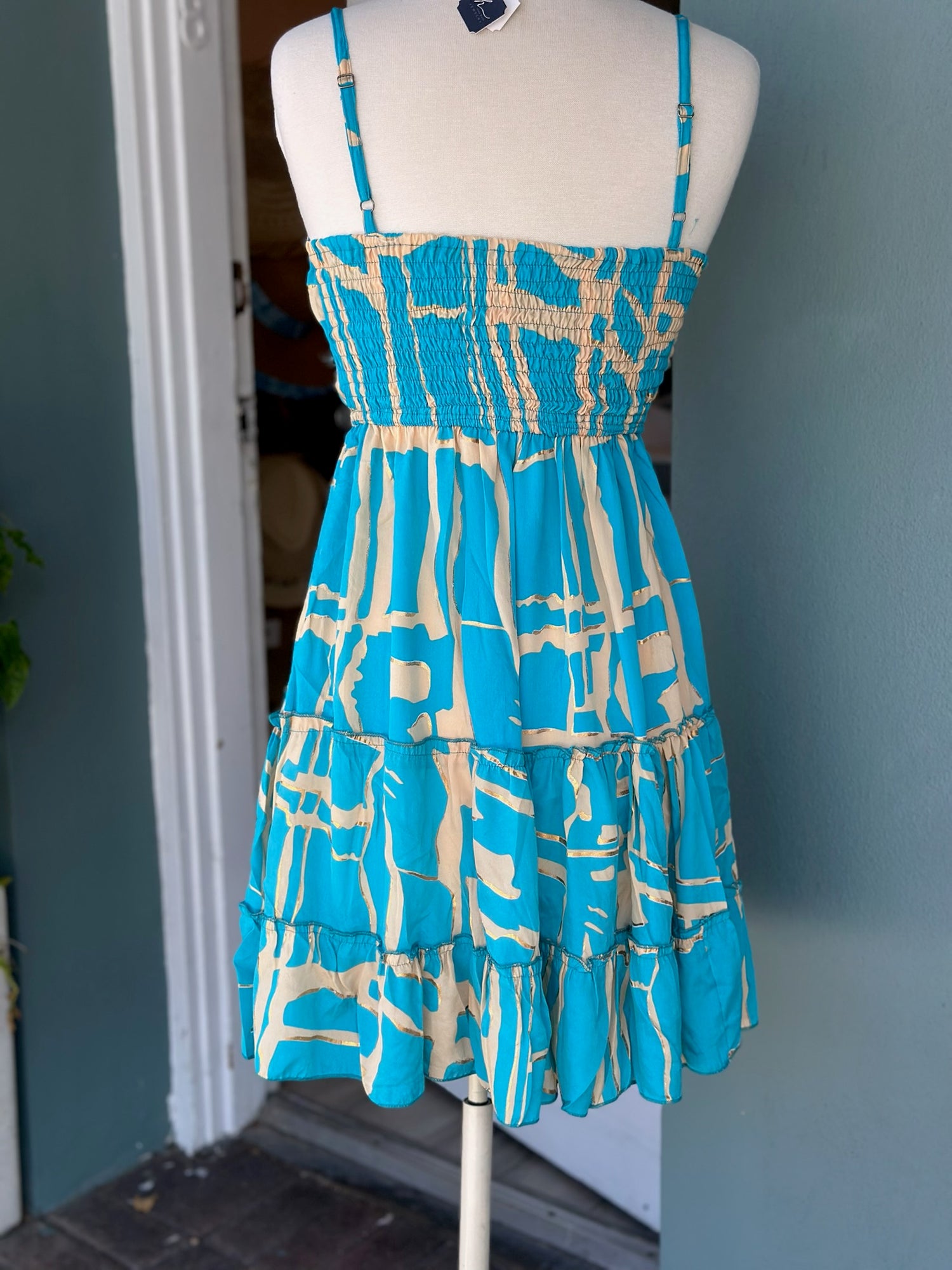 Gold and Caribean blue Dress