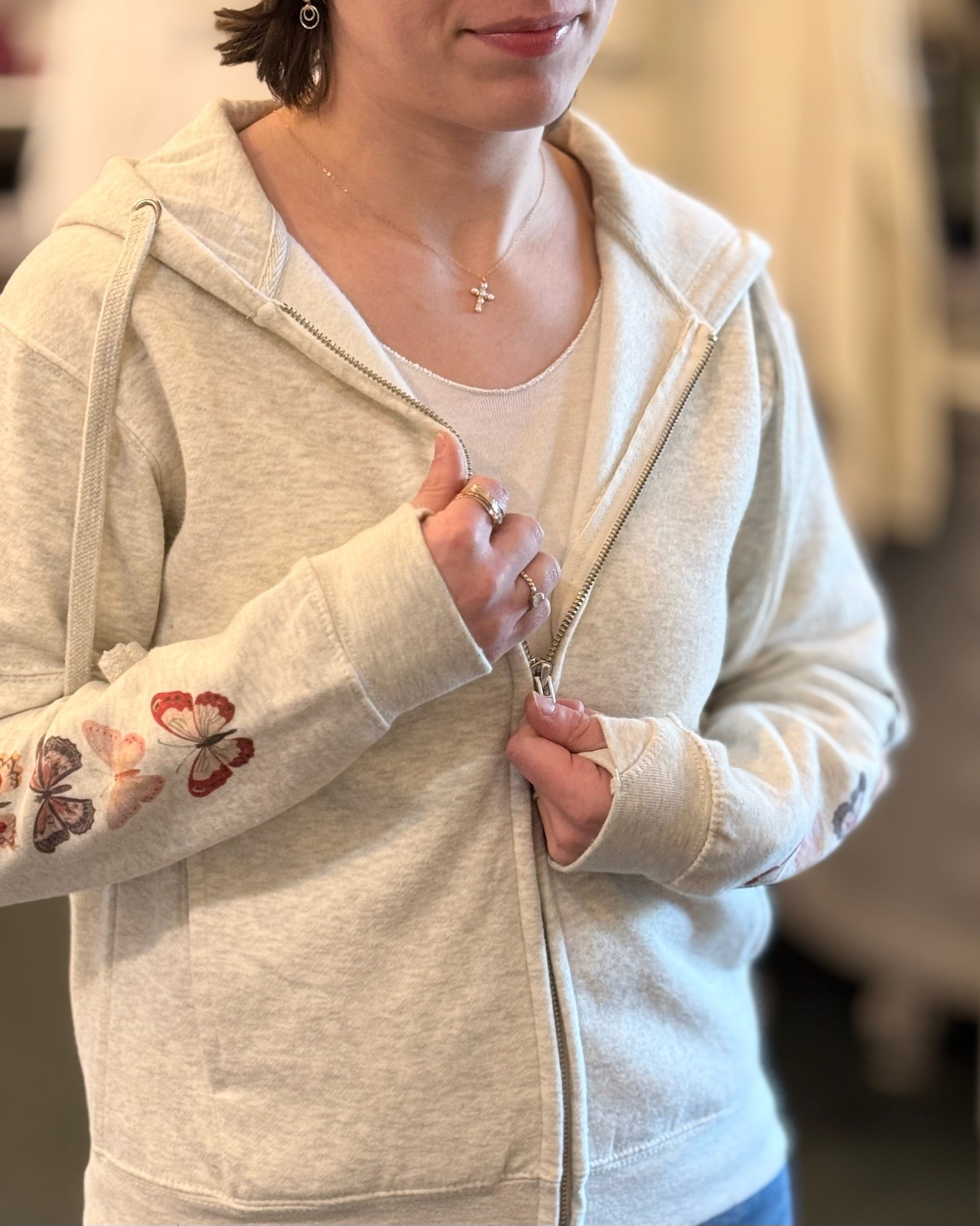 Jewelry pairing ideas for zip up hoodie
