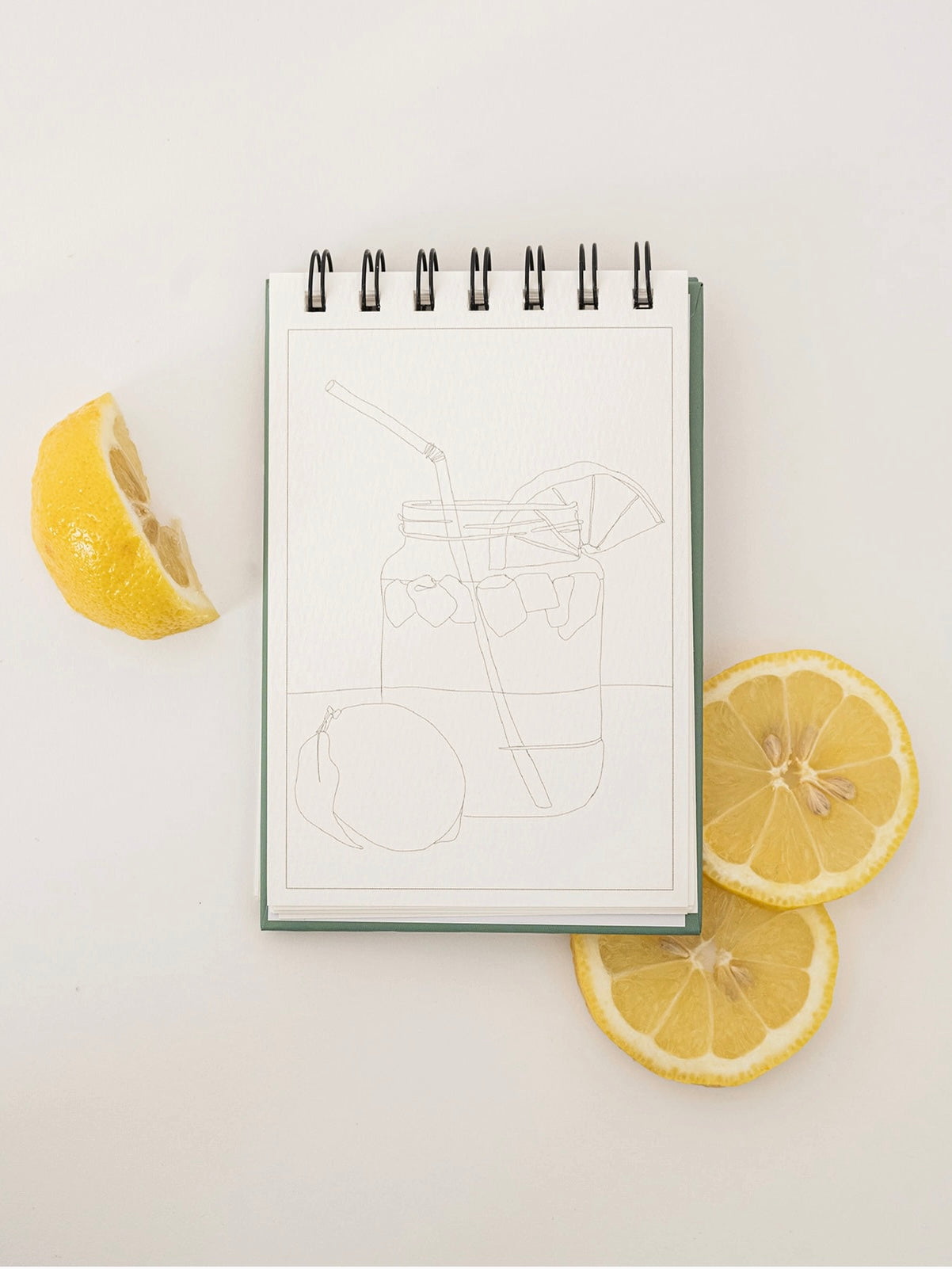 Notebook with a lemon design on a white background