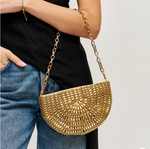 Gold beaded handbag with chain strap, Ardor Boutique. 