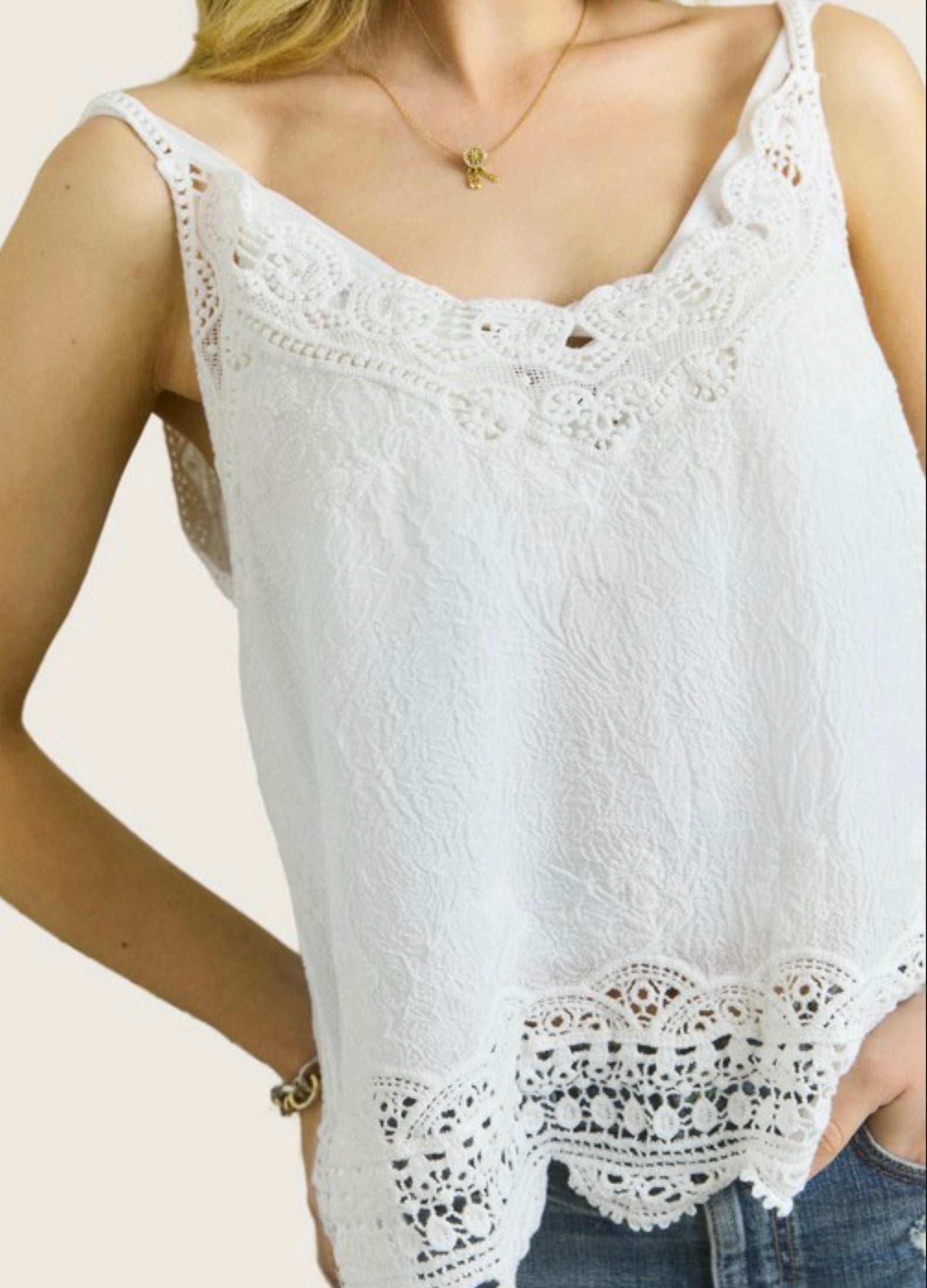crochet white tank top