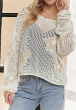 Ivory flower crochet sweater