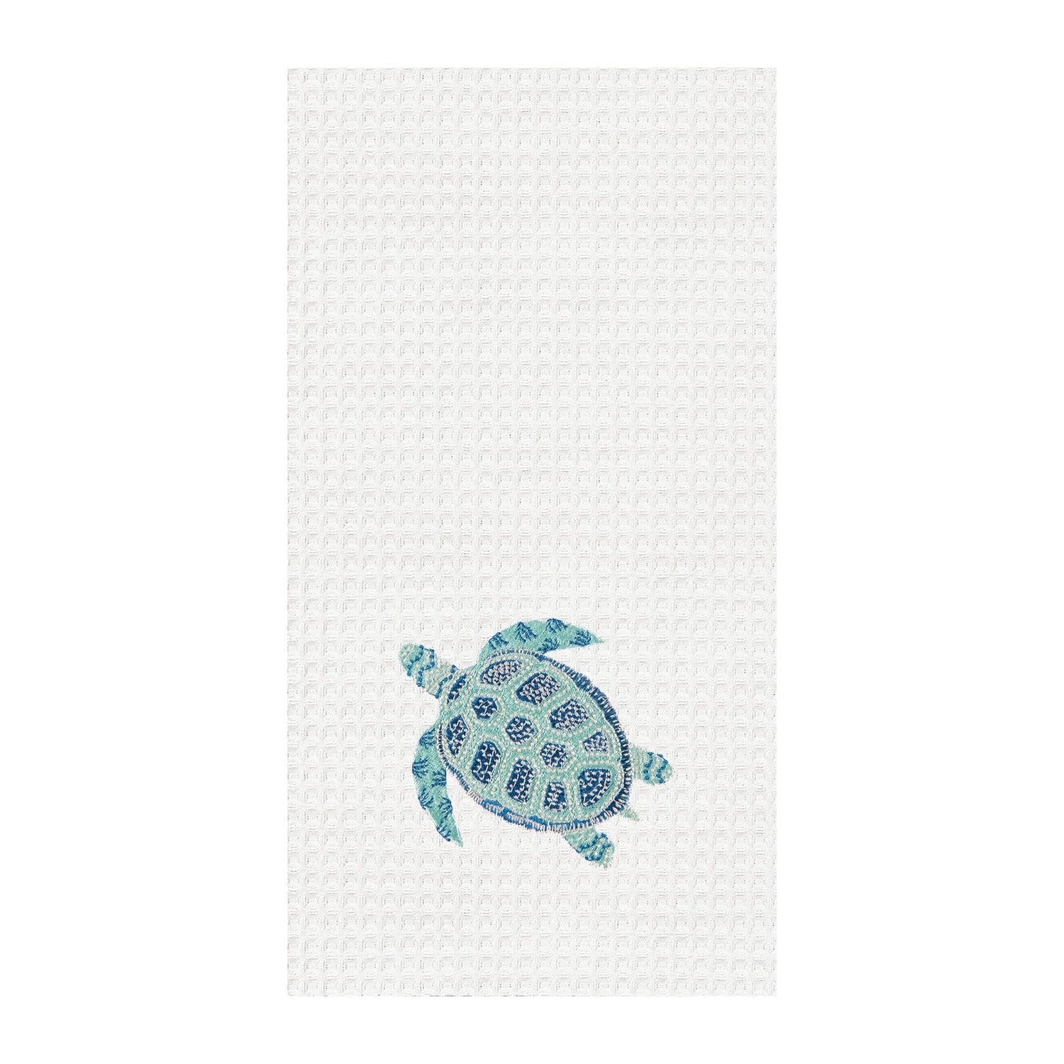 Towel with a turtle design on a white background