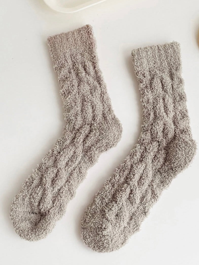 flat lay of cozy socks