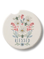Blessed Car Coaster with watercolor daisies and bees from Ardor Boutique