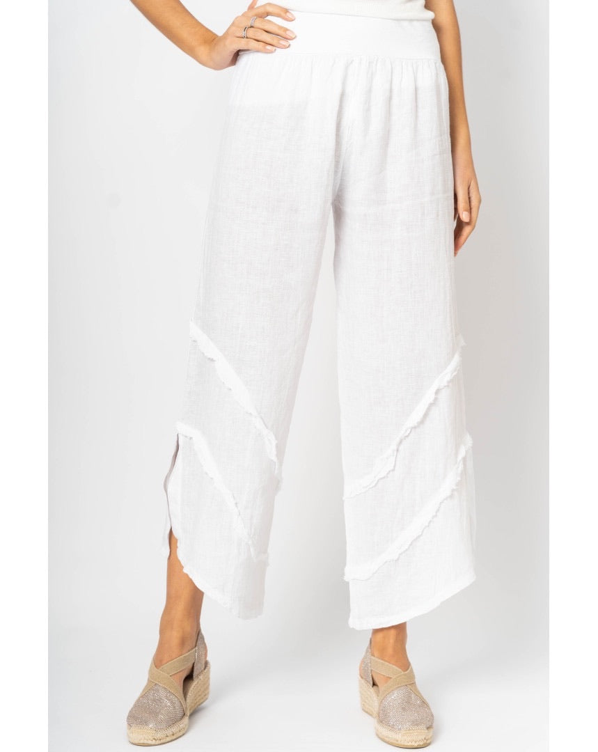 Tia Italian Linen Pants in White