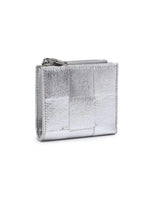 Silver metallic wallet on a white background