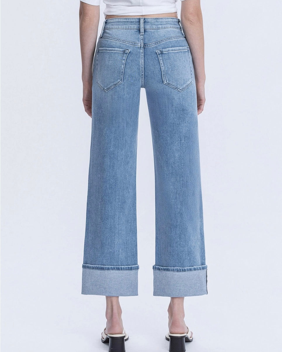 back view of ankle length slim wide jeans from Ardor Boutique