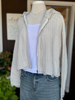 Kennedy Hoodie in Ivory at Ardor Boutique Nisswa. front view paired with white basic tank and simple pearl necklace