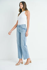 Kiki Wide Leg Jeans in Light Wash Denim side view