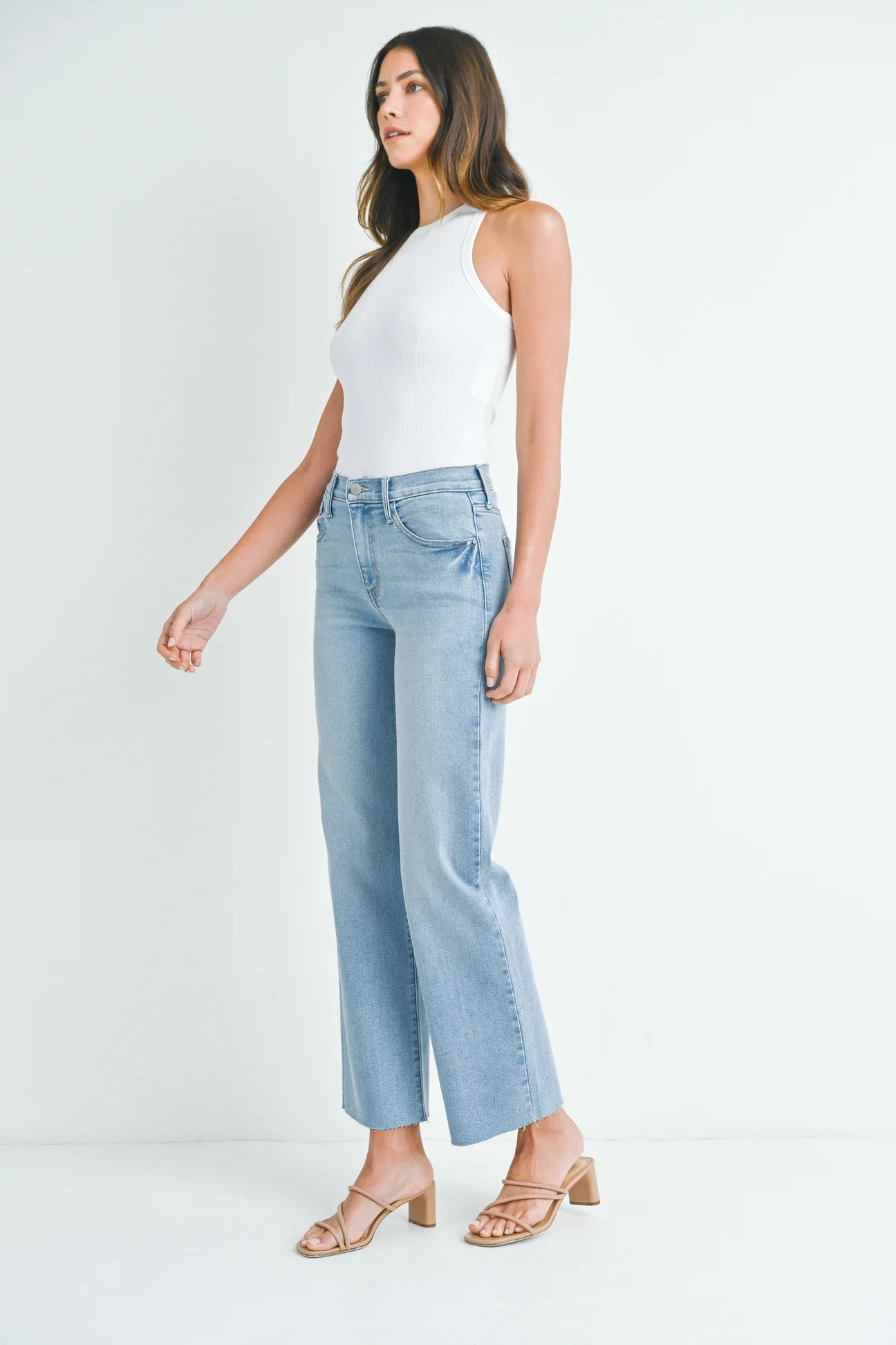 Kiki Wide Leg Jeans in Light Wash Denim side view
